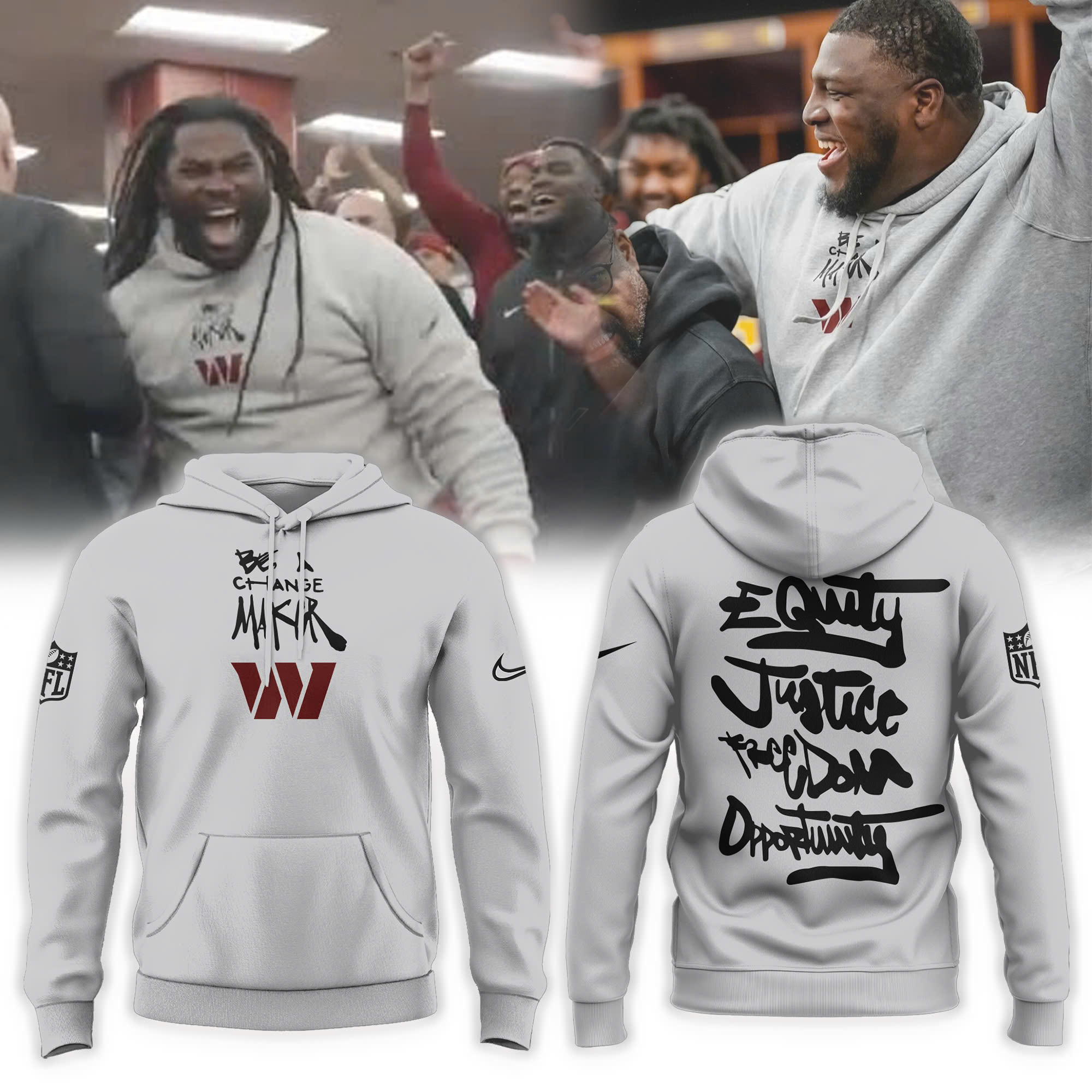 Washington Commanders Be A Change Maker Collection Hoodie - Famjoys Washington Commanders Be A Change Maker Collection Hoodie - Famjoys