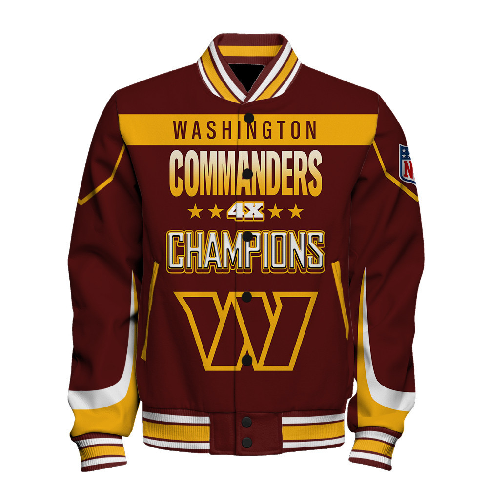 Washington Commanders Conquering The Super Bowl Varsity Jacket - Famjoys Washington Commanders Conquering The Super Bowl Varsity Jacket - Famjoys