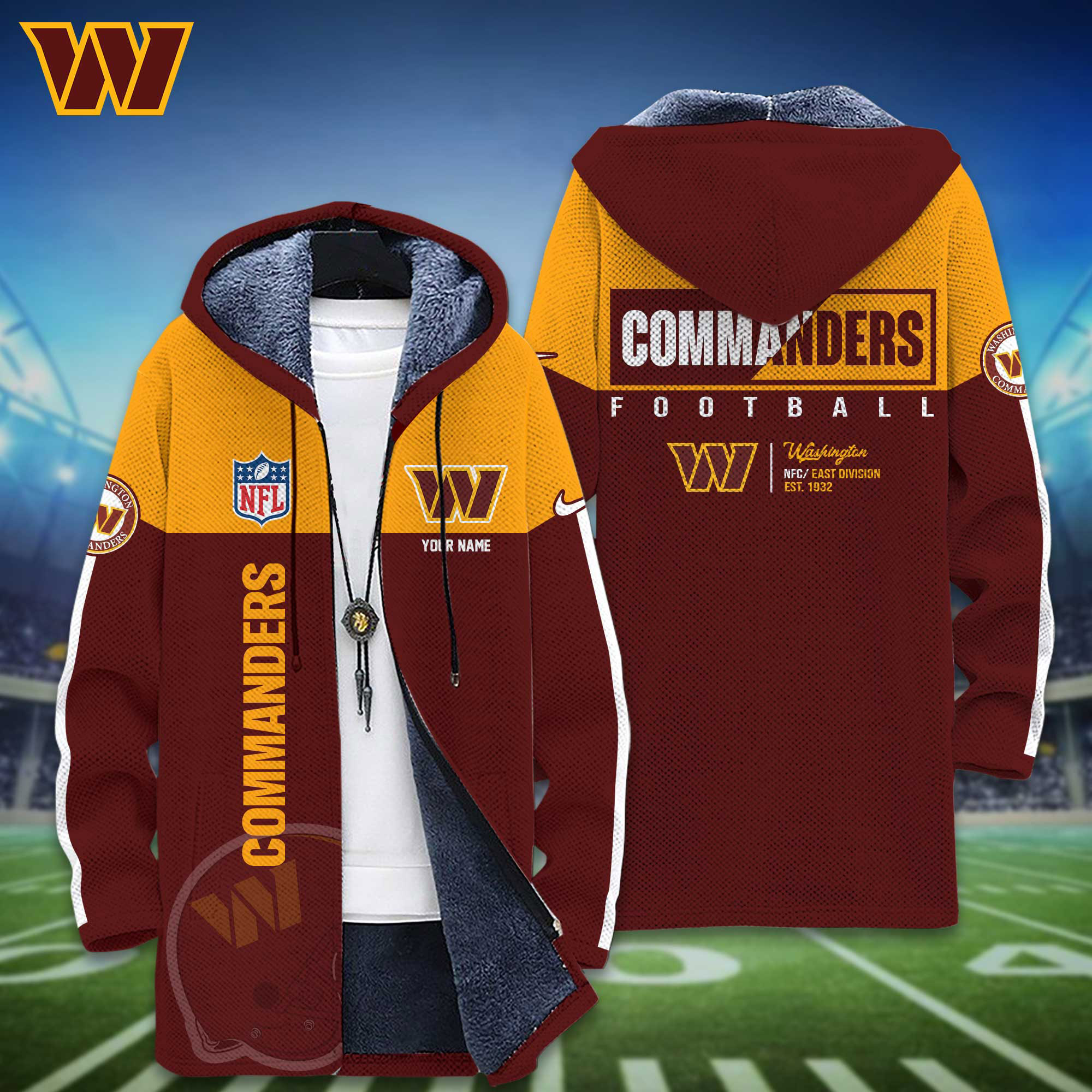 Washington Commanders Fleece Wind Jacket - Famjoys Washington Commanders Fleece Wind Jacket - Famjoys