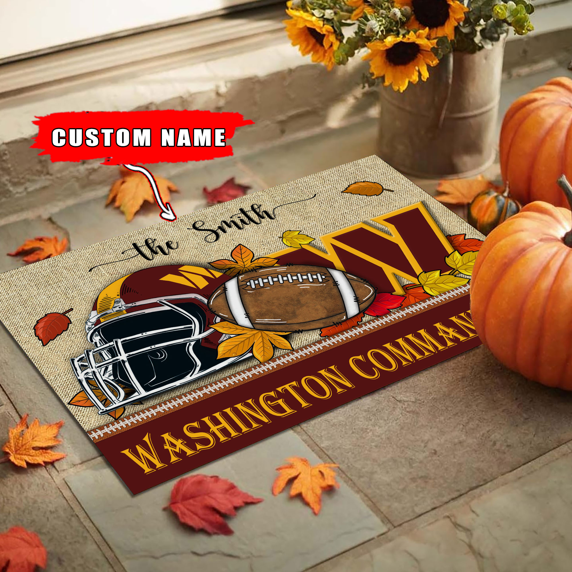 Washington Commanders Football Doormat - Famjoys Washington Commanders Football Doormat - Famjoys