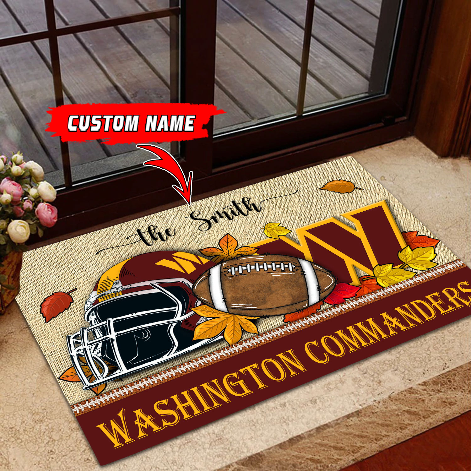 Washington Commanders Football Doormat - Famjoys Washington Commanders Football Doormat - Famjoys