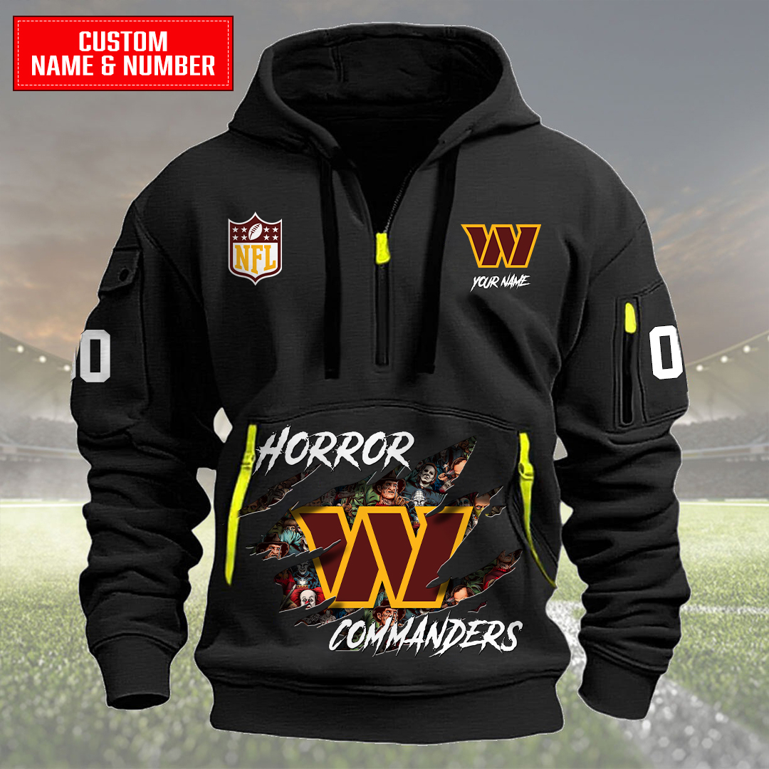 Washington Commanders Halloween Horror Collection Personalize Quarter Zip Hoodie AZCAQZH000016 - Famjoys Washington Commanders Halloween Horror Collection Personalize Quarter Zip Hoodie AZCAQZH000016 - Famjoys