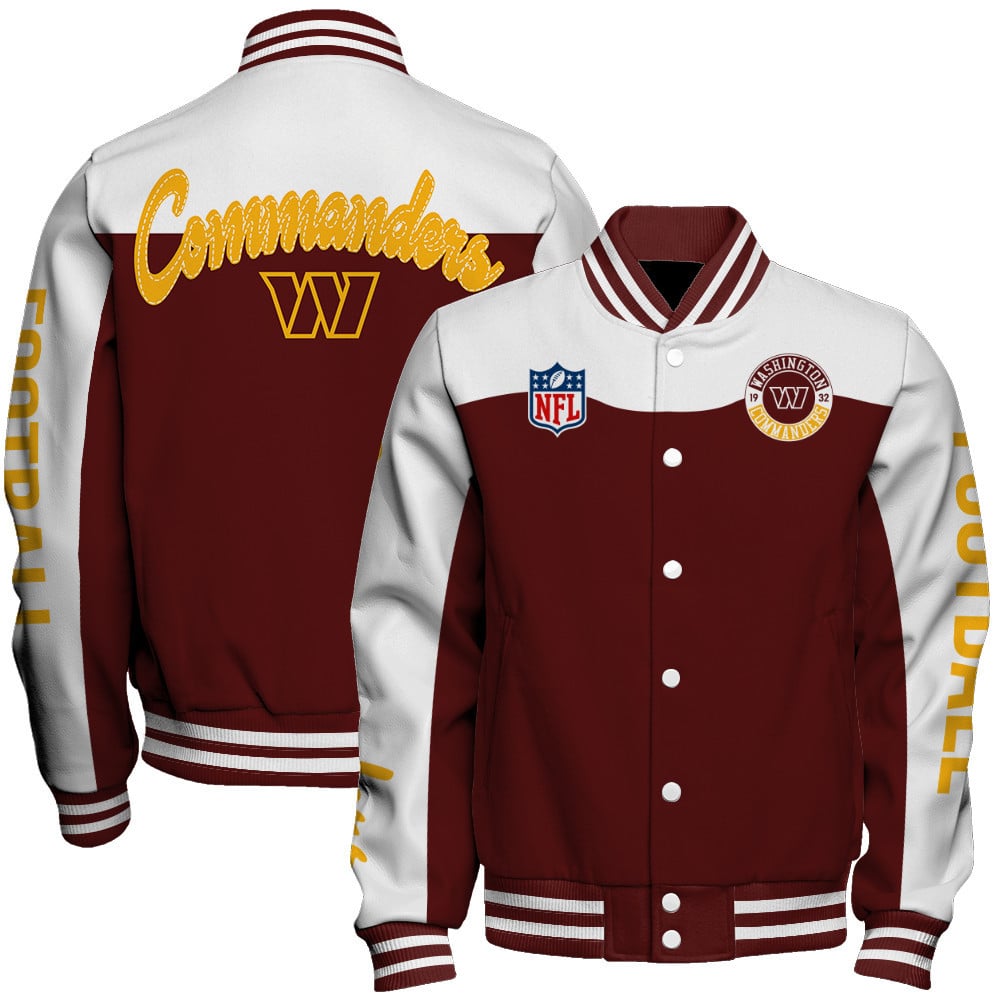 Washington Commanders National Football League Face Any Weather Unisex Varsity Jacket - Famjoys Washington Commanders National Football League Face Any Weather Unisex Varsity Jacket - Famjoys