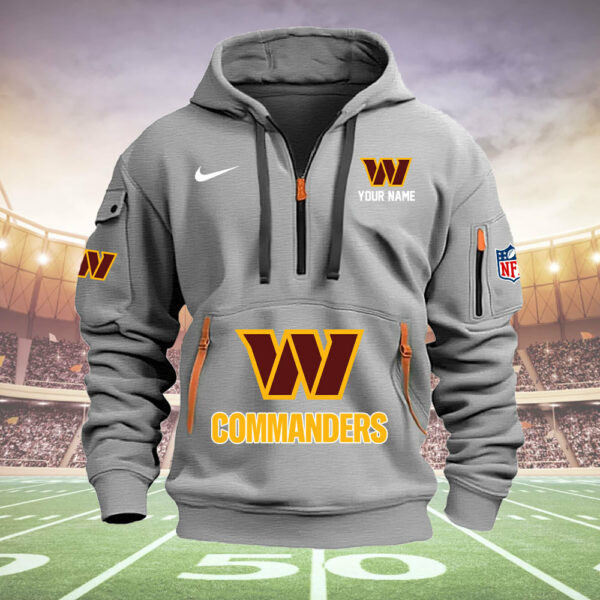 Washington Commanders New Personalized Quarter Zip Hoodie AZBTQZH000031 - Famjoys Washington Commanders New Personalized Quarter Zip Hoodie AZBTQZH000031 - Famjoys
