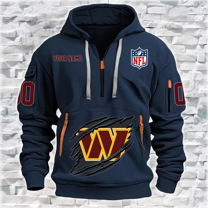 Washington Commanders New Personalized Quarter Zip Hoodie AZBTQZH000094 - Famjoys Washington Commanders New Personalized Quarter Zip Hoodie AZBTQZH000094 - Famjoys