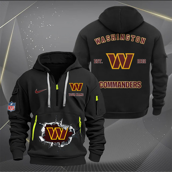 Washington Commanders New Personalized Quarter Zip Hoodie AZBTQZH000139 - Famjoys Washington Commanders New Personalized Quarter Zip Hoodie AZBTQZH000139 - Famjoys