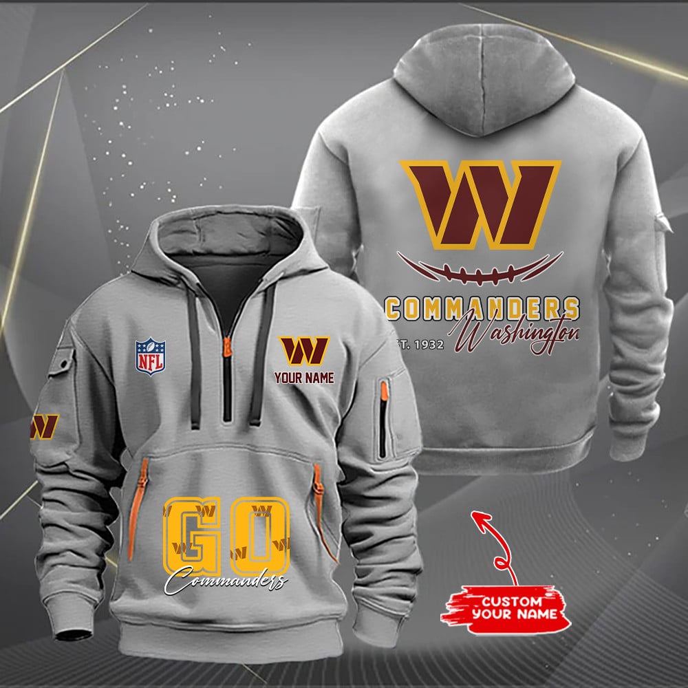 Washington Commanders New Personalized Quarter Zip Hoodie AZBTQZH000156 - Famjoys Washington Commanders New Personalized Quarter Zip Hoodie AZBTQZH000156 - Famjoys