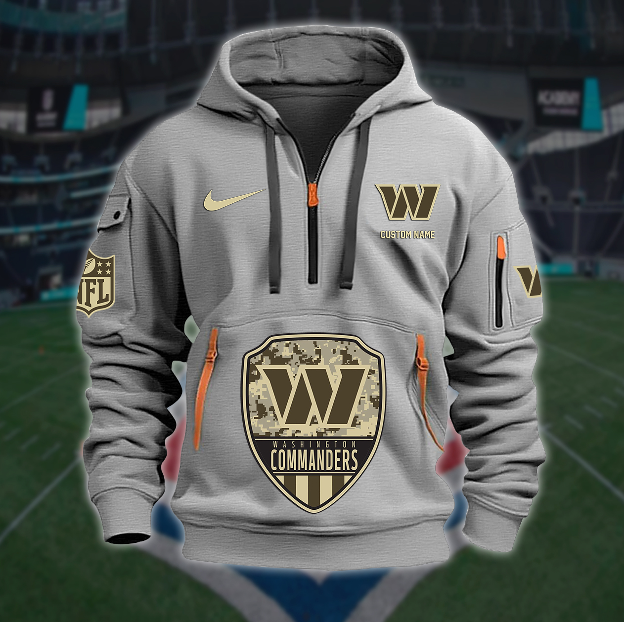 Washington Commanders New Personalized Quarter Zip Hoodie AZBTQZH000206 - Famjoys Washington Commanders New Personalized Quarter Zip Hoodie AZBTQZH000206 - Famjoys