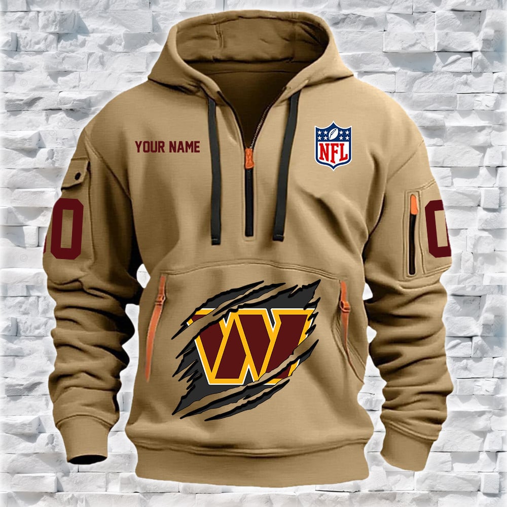 Washington Commanders New Personalized Quarter Zip Hoodie NA019 - Famjoys Washington Commanders New Personalized Quarter Zip Hoodie NA019 - Famjoys