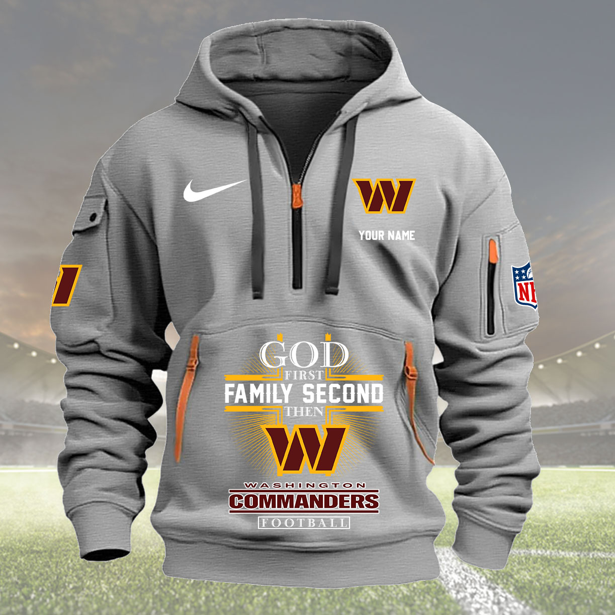 Washington Commanders Personalized Quarter Zip Hoodie New Collection AZBTQZH000240 - Famjoys Washington Commanders Personalized Quarter Zip Hoodie New Collection AZBTQZH000240 - Famjoys