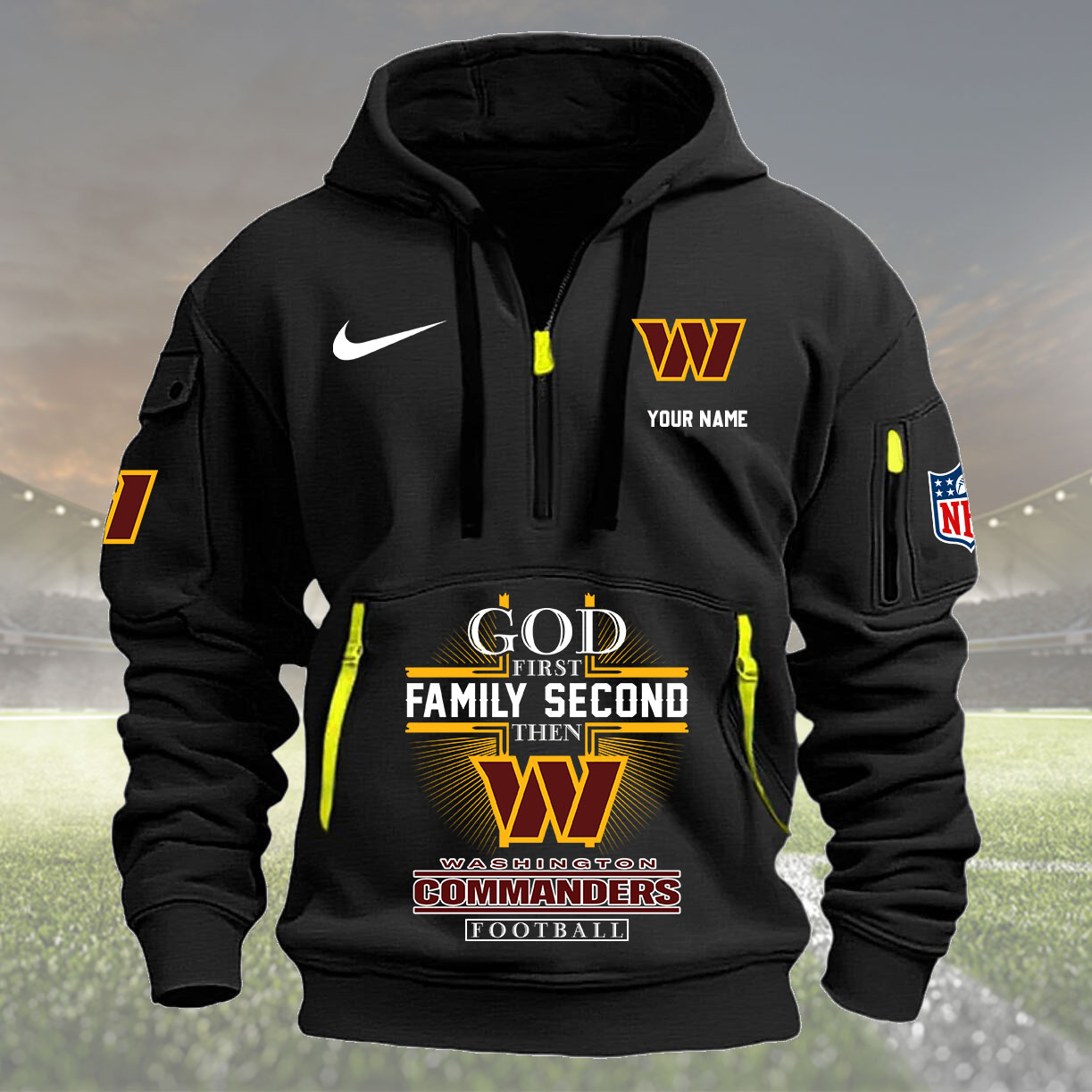 Washington Commanders Personalized Quarter Zip Hoodie New Collection AZBTQZH000240 - Famjoys Washington Commanders Personalized Quarter Zip Hoodie New Collection AZBTQZH000240 - Famjoys