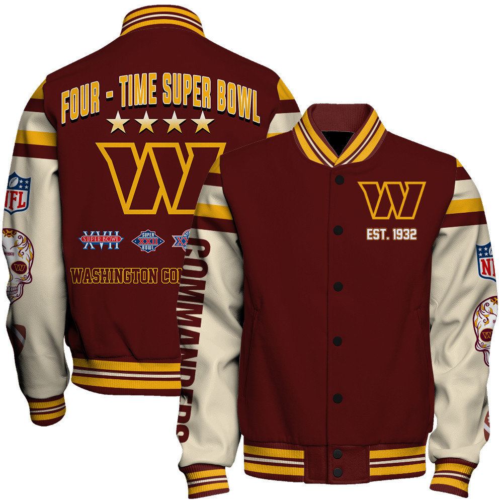 Washington Commanders Power Super Bowl Winners Varsity Jacket - Famjoys Washington Commanders Power Super Bowl Winners Varsity Jacket - Famjoys