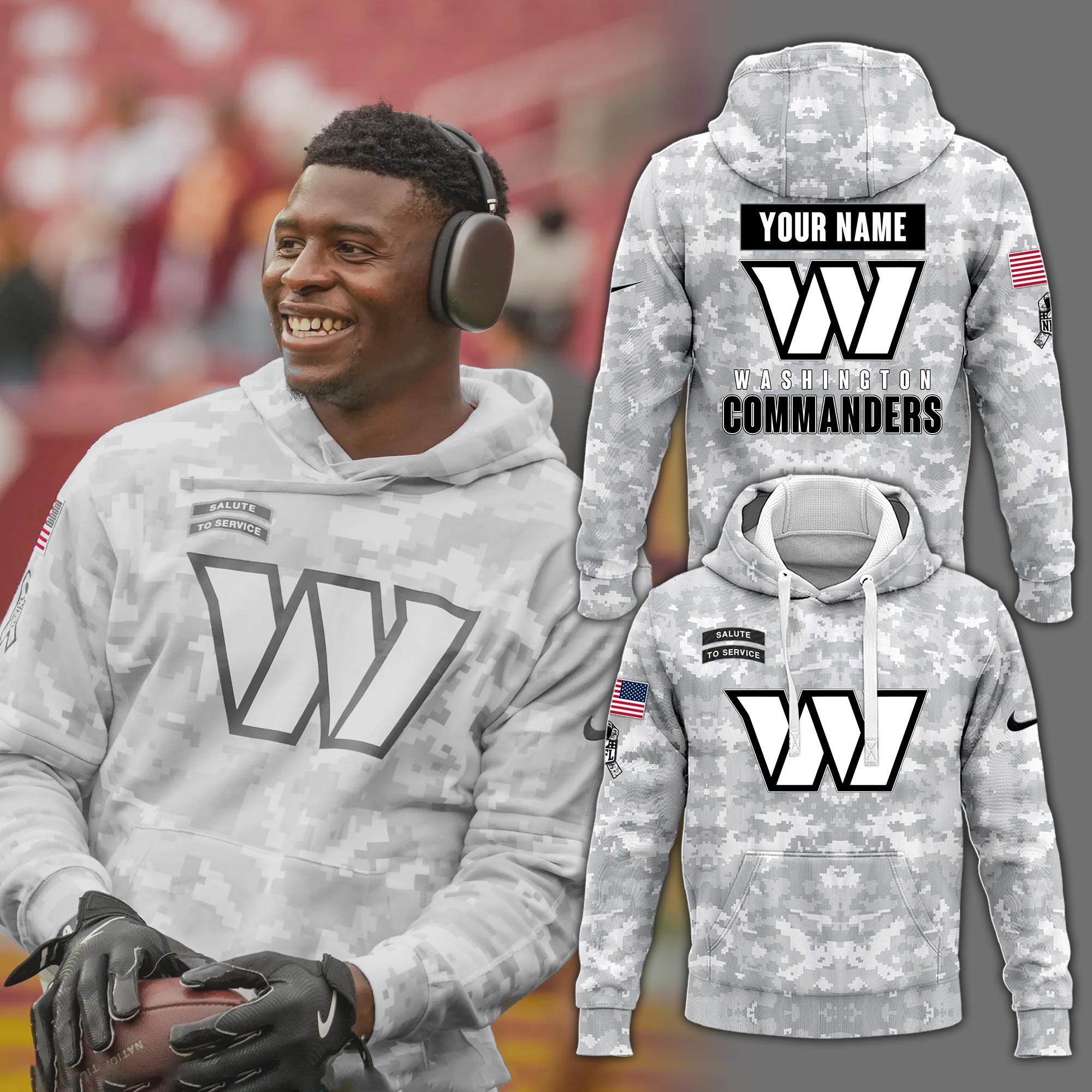 Washington Commanders Salute to Service Club Camo Hoodie #3 - Famjoys Washington Commanders Salute to Service Club Camo Hoodie #3 - Famjoys