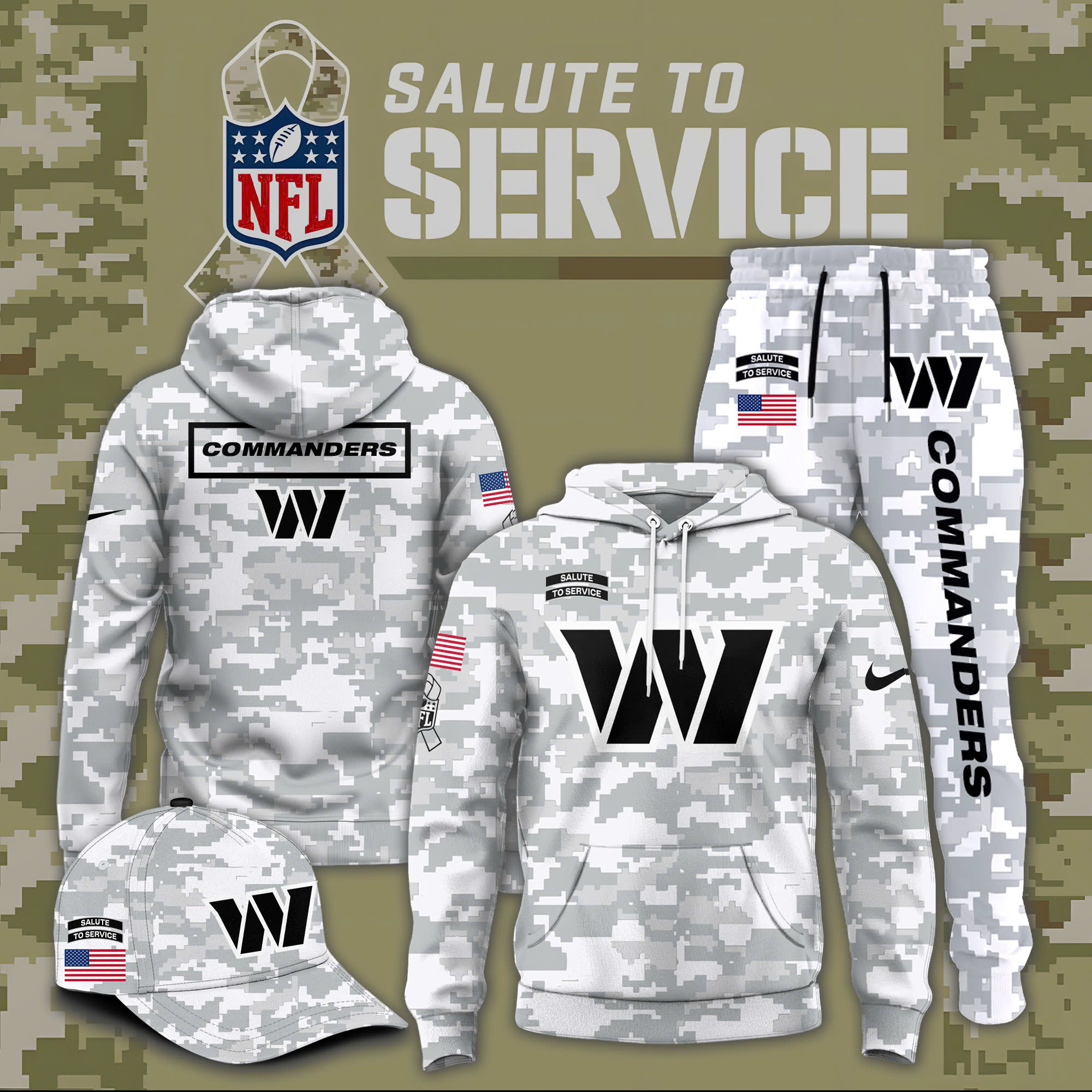 Washington Commanders Salute to Service Club Fleece Pullover Arctic Camo Hoodie - Famjoys Washington Commanders Salute to Service Club Fleece Pullover Arctic Camo Hoodie - Famjoys