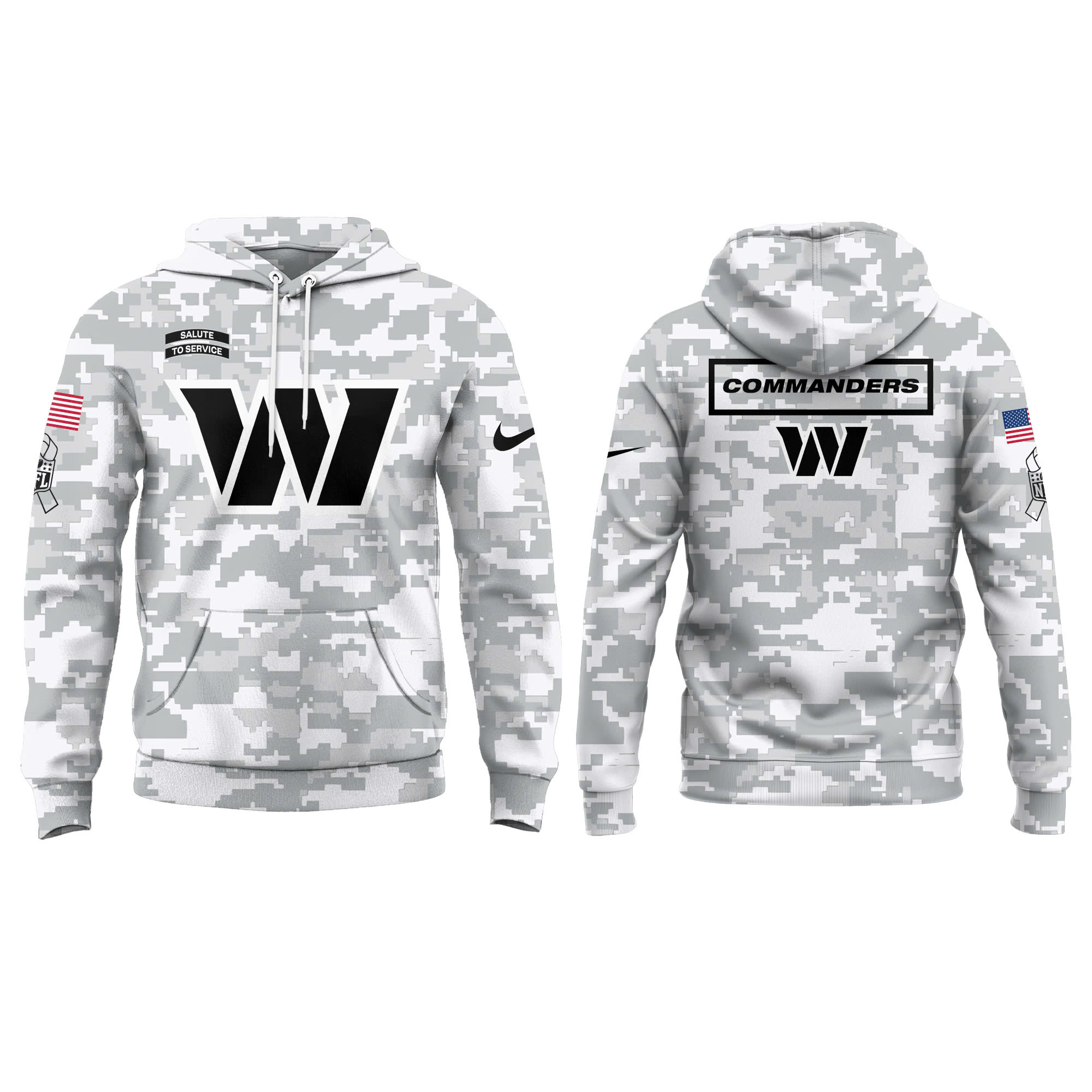 Washington Commanders Salute to Service Club Fleece Pullover Arctic Camo Hoodie - Famjoys Washington Commanders Salute to Service Club Fleece Pullover Arctic Camo Hoodie - Famjoys