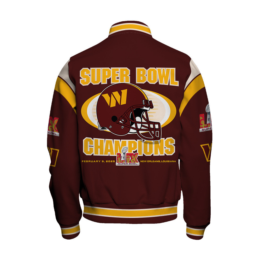 Washington Commanders Super Bowl 2025 Premium Fan Edition Varsity Jacket - Famjoys Washington Commanders Super Bowl 2025 Premium Fan Edition Varsity Jacket - Famjoys