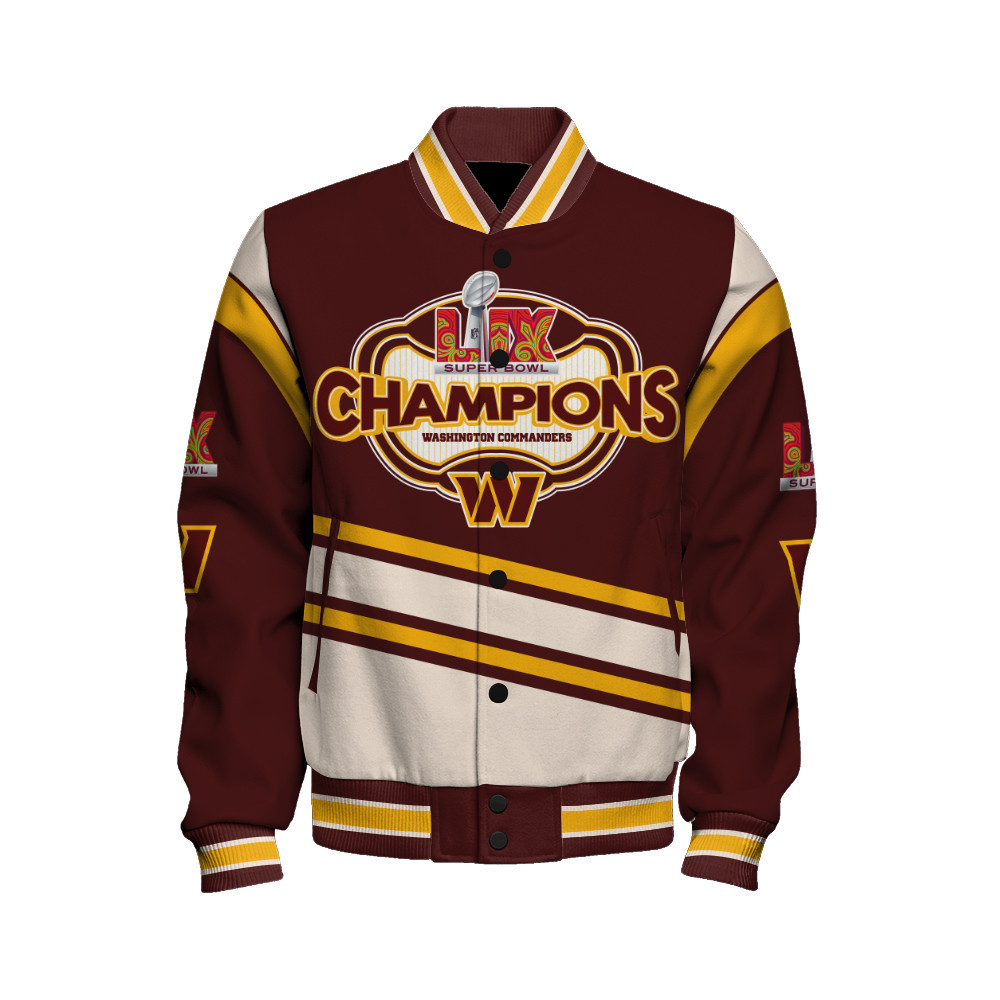 Washington Commanders Super Bowl 2025 Premium Fan Edition Varsity Jacket - Famjoys Washington Commanders Super Bowl 2025 Premium Fan Edition Varsity Jacket - Famjoys