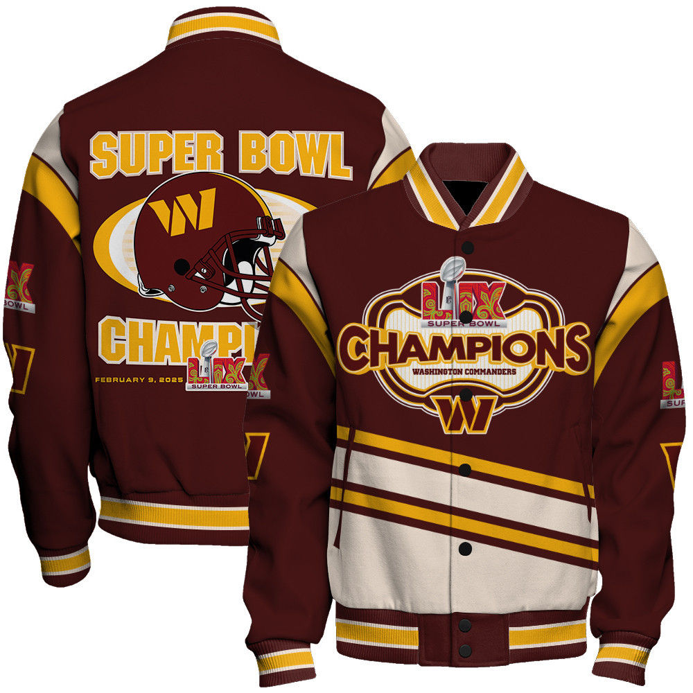 Washington Commanders Super Bowl 2025 Premium Fan Edition Varsity Jacket - Famjoys Washington Commanders Super Bowl 2025 Premium Fan Edition Varsity Jacket - Famjoys