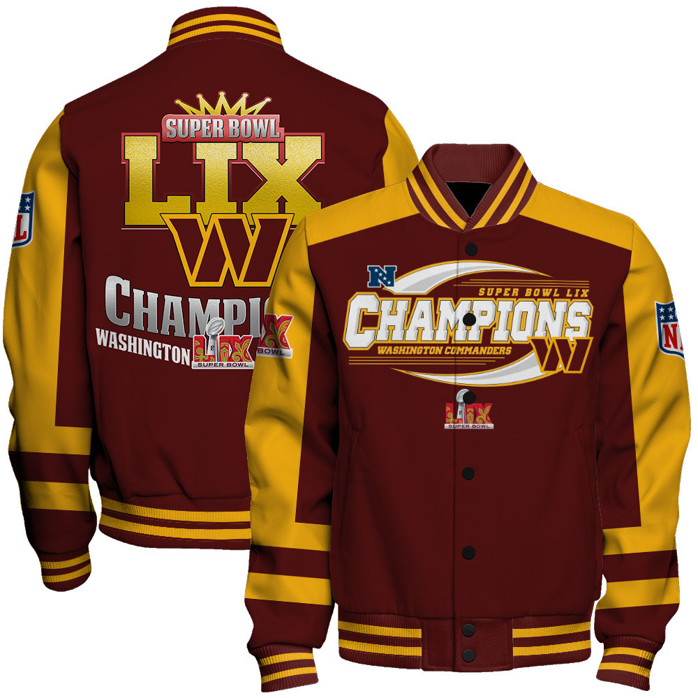 Washington Commanders Super Bowl 2025 Victory A Champion's Choice Varsity Jacket - Famjoys Washington Commanders Super Bowl 2025 Victory A Champion's Choice Varsity Jacket - Famjoys
