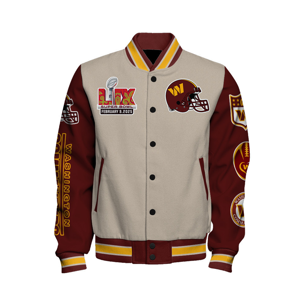 Washington Commanders Super Bowl LIX Lead The Way Varsity Jacket - Famjoys Washington Commanders Super Bowl LIX Lead The Way Varsity Jacket - Famjoys