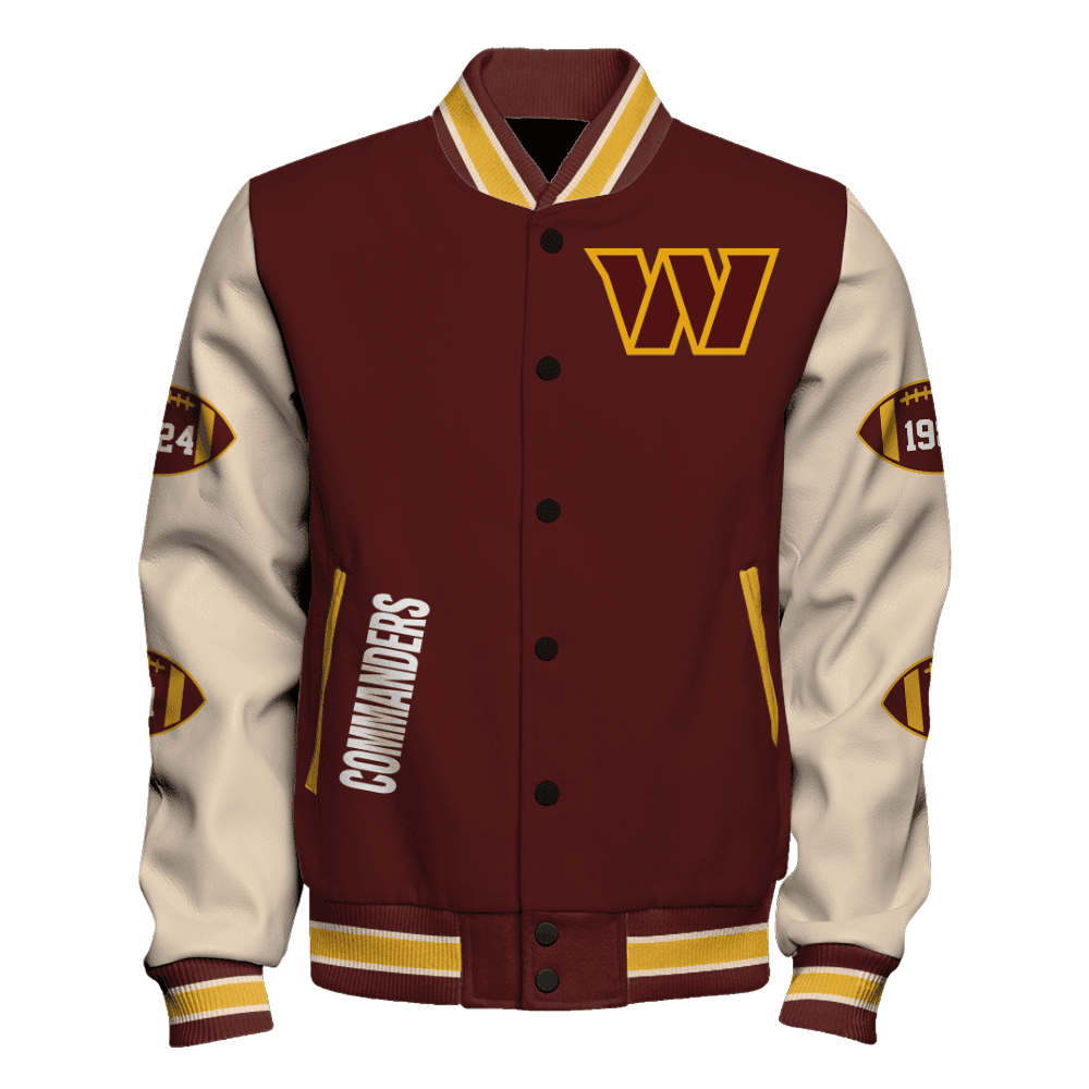 Washington Commanders Super Bowl LIX The Championship Journey Varsity Jacket - Famjoys Washington Commanders Super Bowl LIX The Championship Journey Varsity Jacket - Famjoys