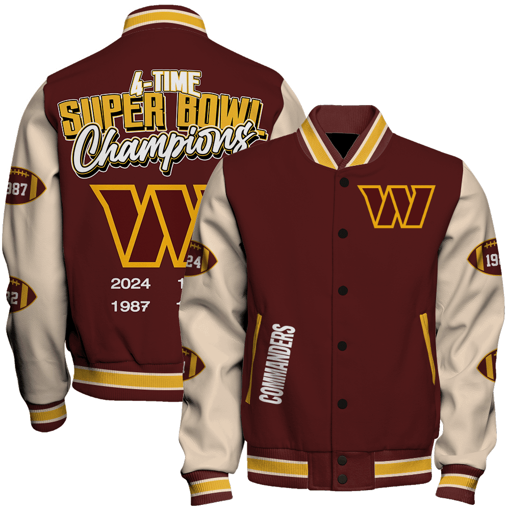Washington Commanders Super Bowl LIX The Championship Journey Varsity Jacket - Famjoys Washington Commanders Super Bowl LIX The Championship Journey Varsity Jacket - Famjoys
