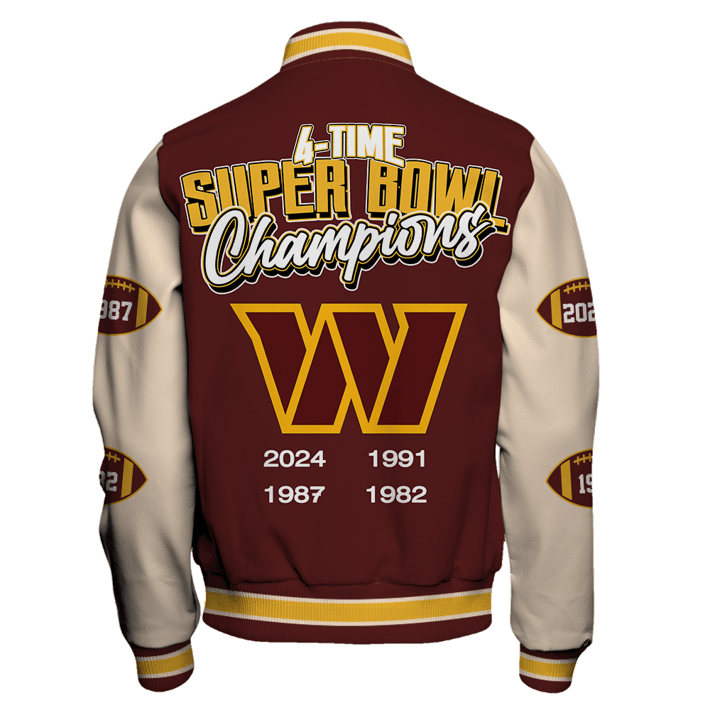 Washington Commanders Super Bowl LIX The Championship Journey Varsity Jacket - Famjoys Washington Commanders Super Bowl LIX The Championship Journey Varsity Jacket - Famjoys
