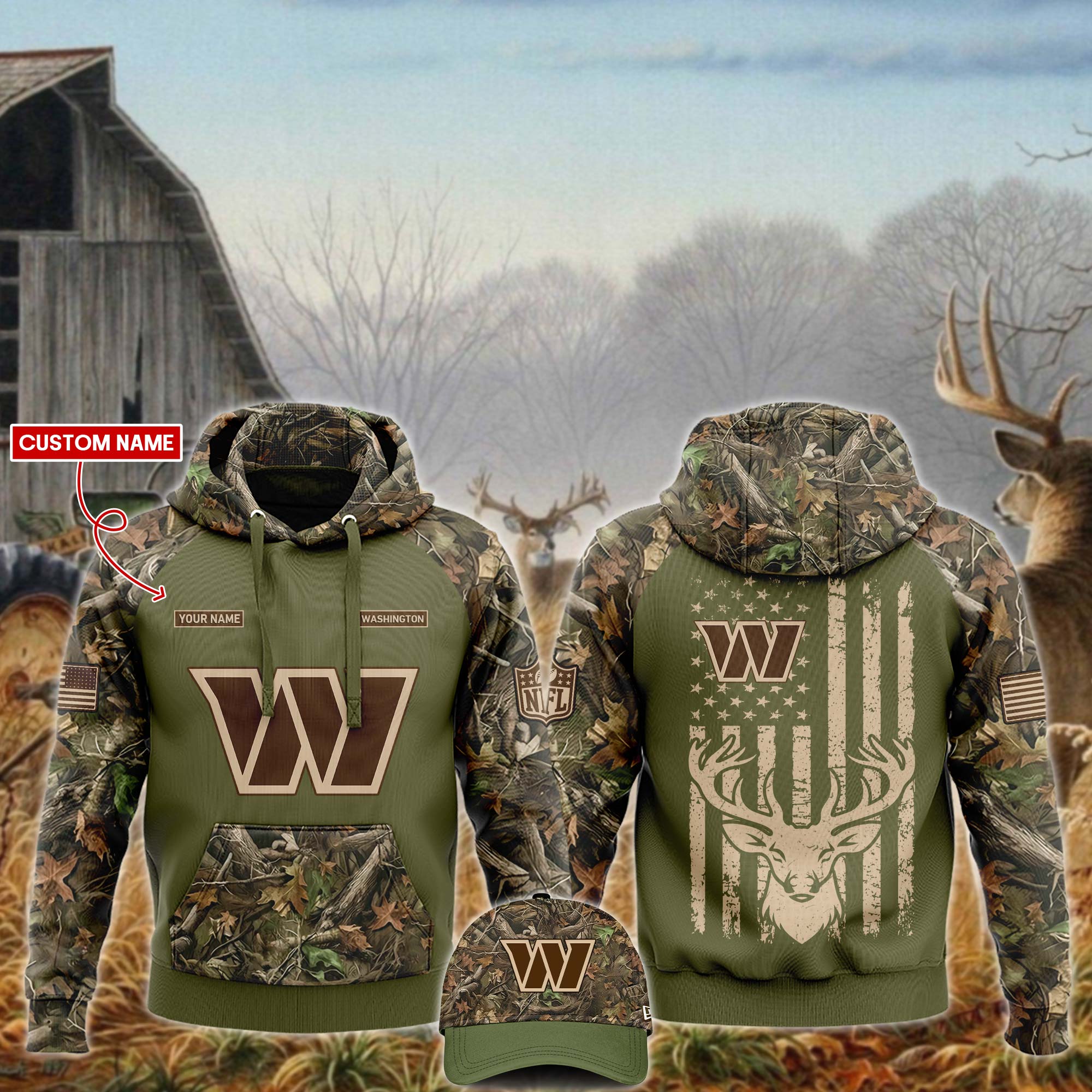Washington Commanders x Hunting Hoodie - Famjoys Washington Commanders x Hunting Hoodie - Famjoys