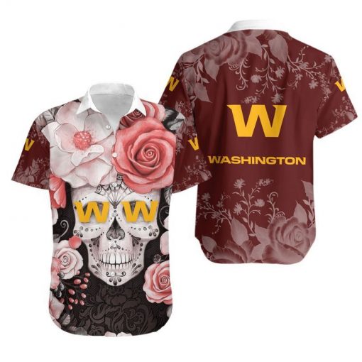 Washington Hawaiian 3D Shirt flowerSkull - Famjoys Washington Hawaiian 3D Shirt flowerSkull - Famjoys