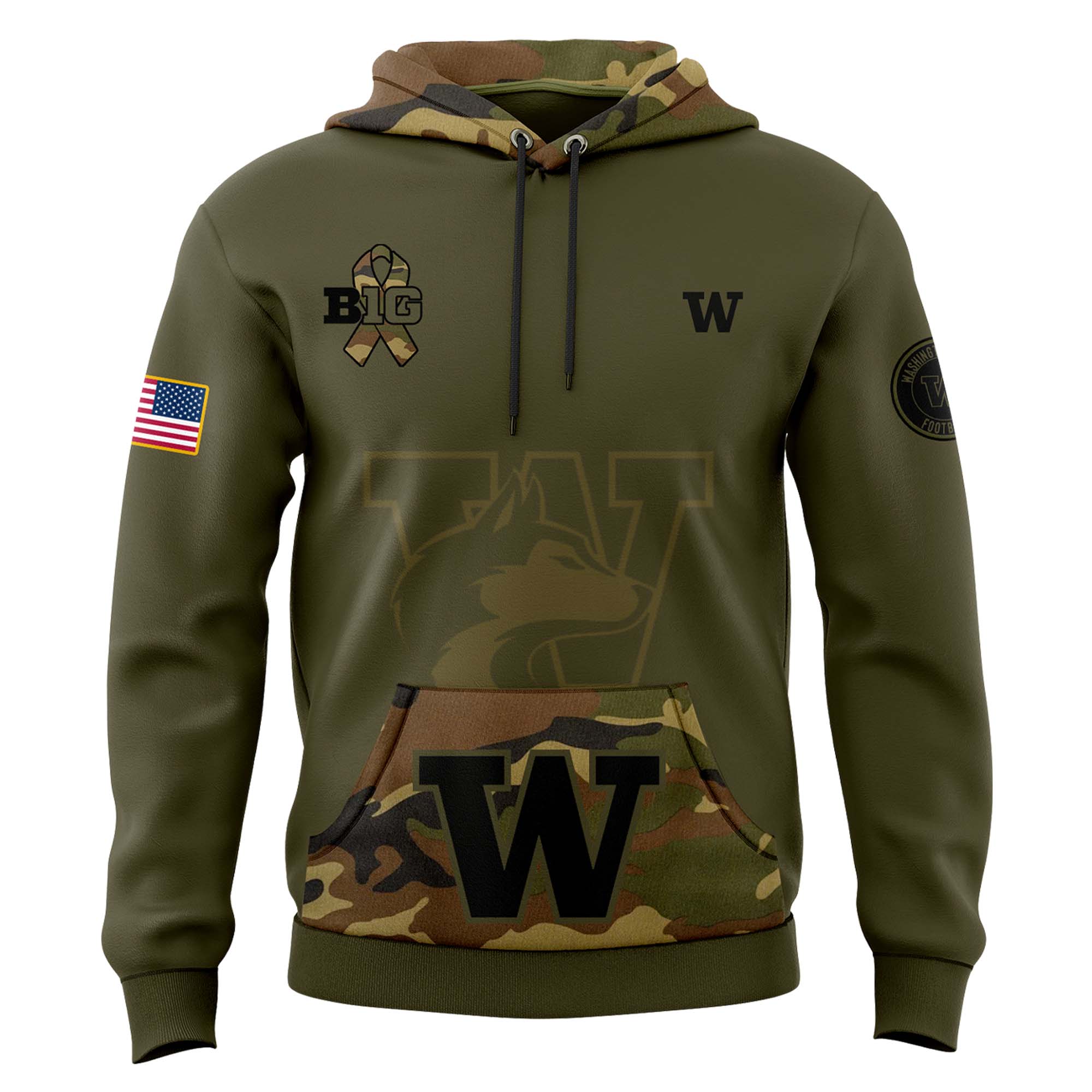 Washington Huskies football Camo Salute to Service Club Fleece Pullover Hoodie v2 - Famjoys Washington Huskies football Camo Salute to Service Club Fleece Pullover Hoodie v2 - Famjoys