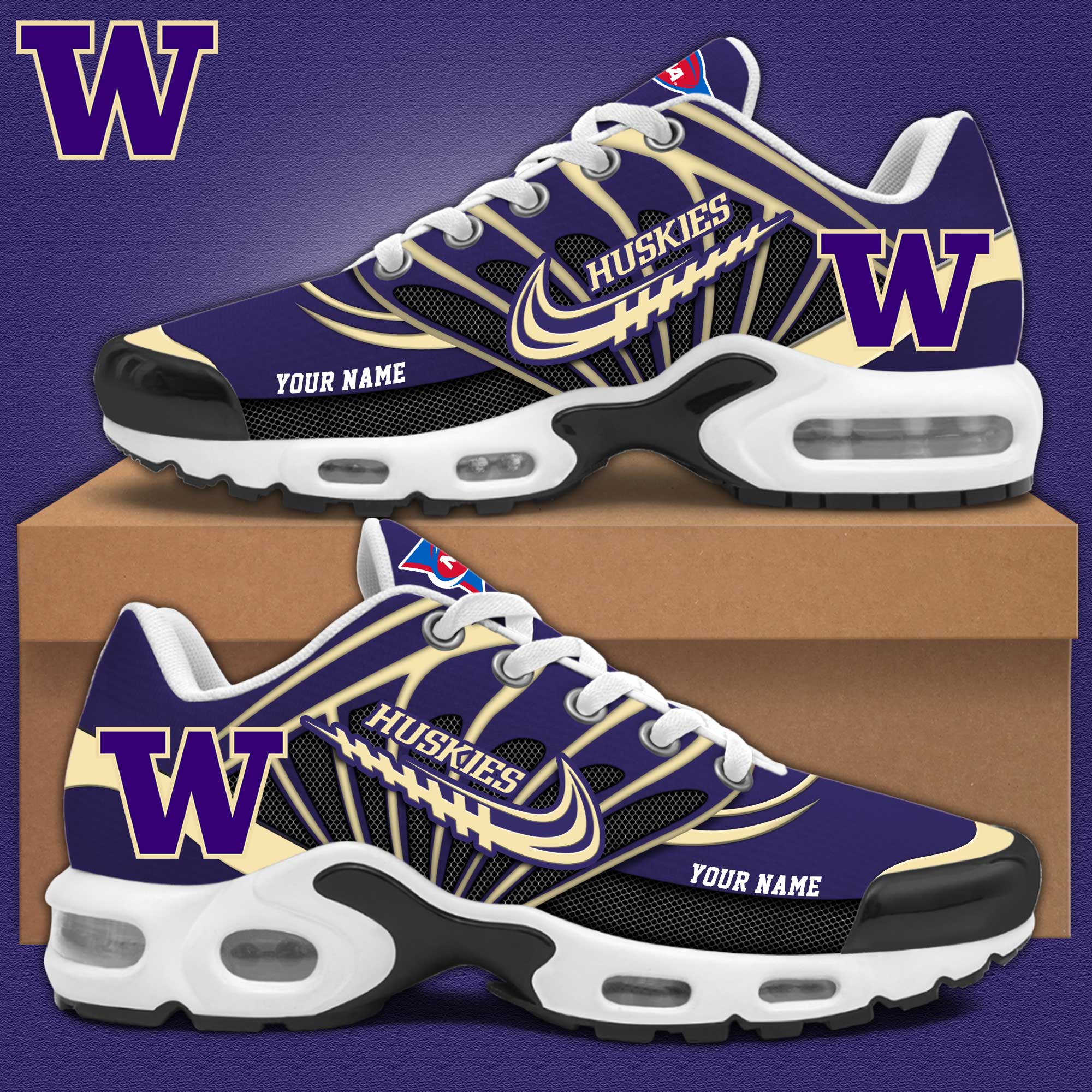 Washington Huskies Football Personalized Air Max Plus Sneakers - Famjoys Washington Huskies Football Personalized Air Max Plus Sneakers - Famjoys