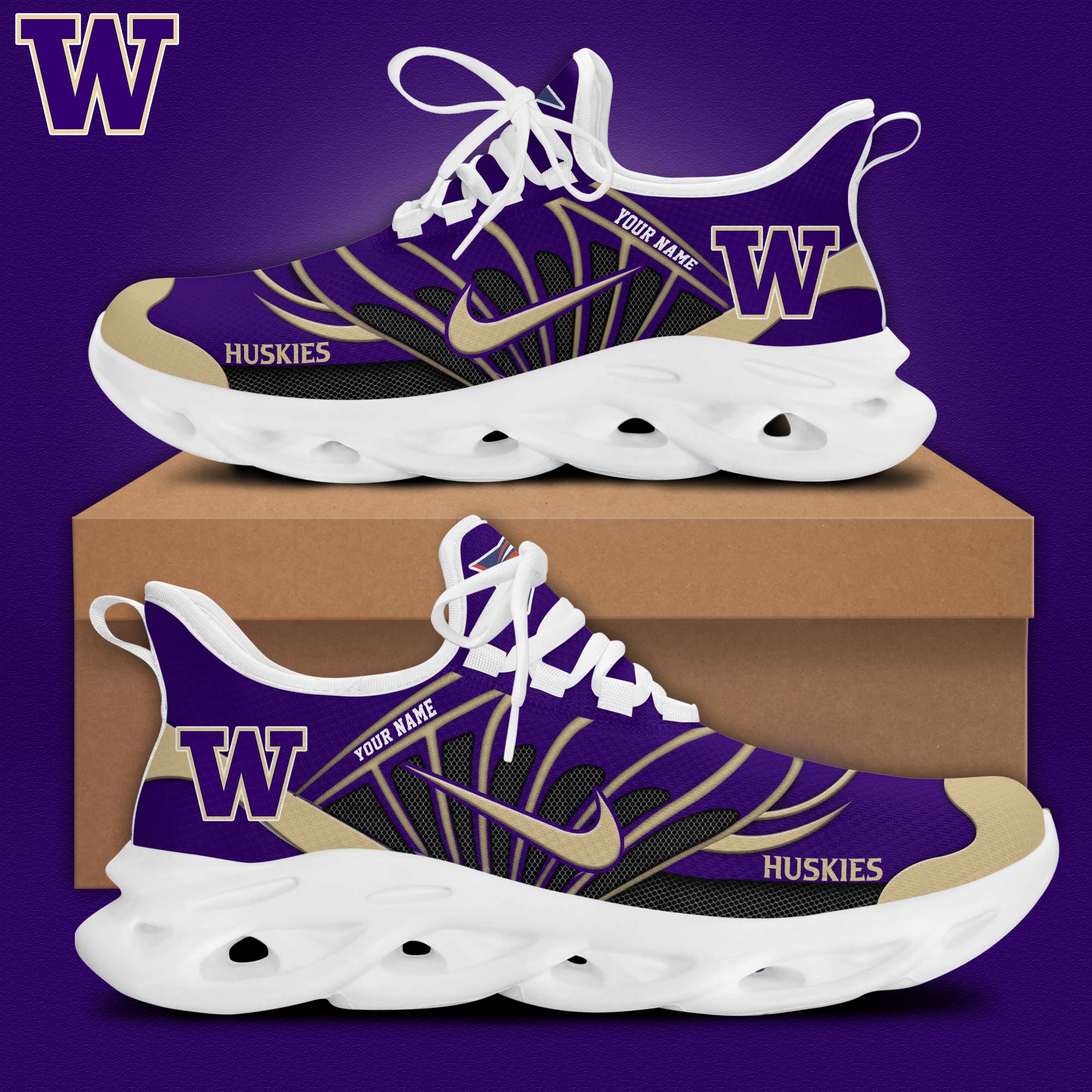 Washington Huskies Football Personalized Max Soul Shoes - Famjoys Washington Huskies Football Personalized Max Soul Shoes - Famjoys