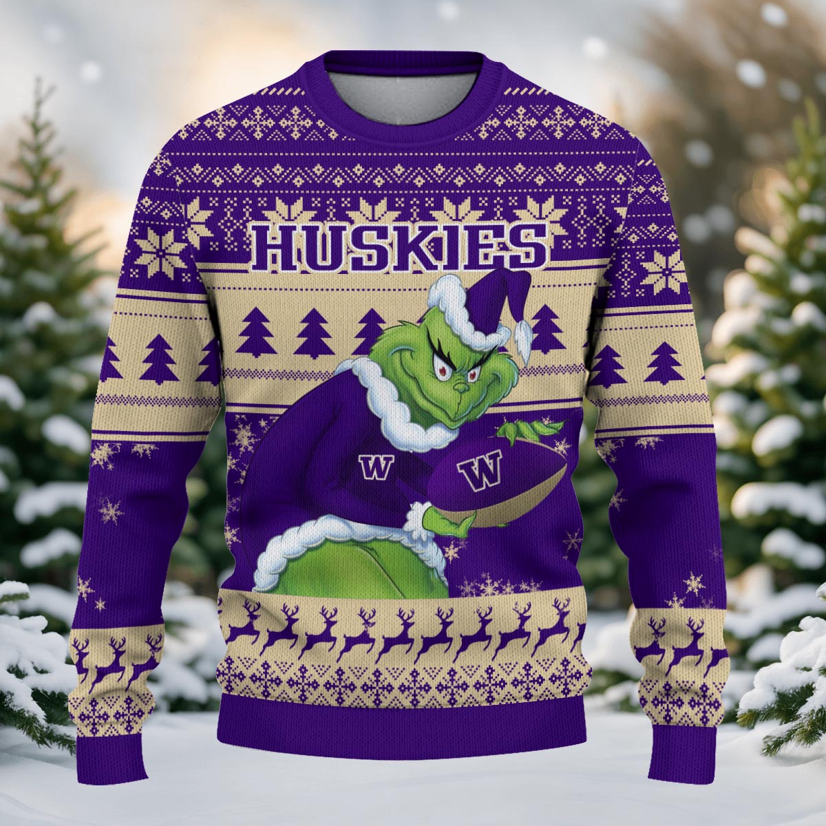 Washington Huskies Grinch Ugly Christmas Sweater - Famjoys Washington Huskies Grinch Ugly Christmas Sweater - Famjoys