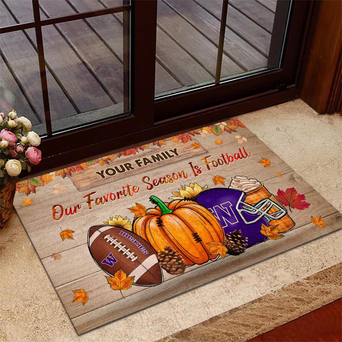 Washington Huskies Our Favorite Season is Football Doormat - Famjoys Washington Huskies Our Favorite Season is Football Doormat - Famjoys