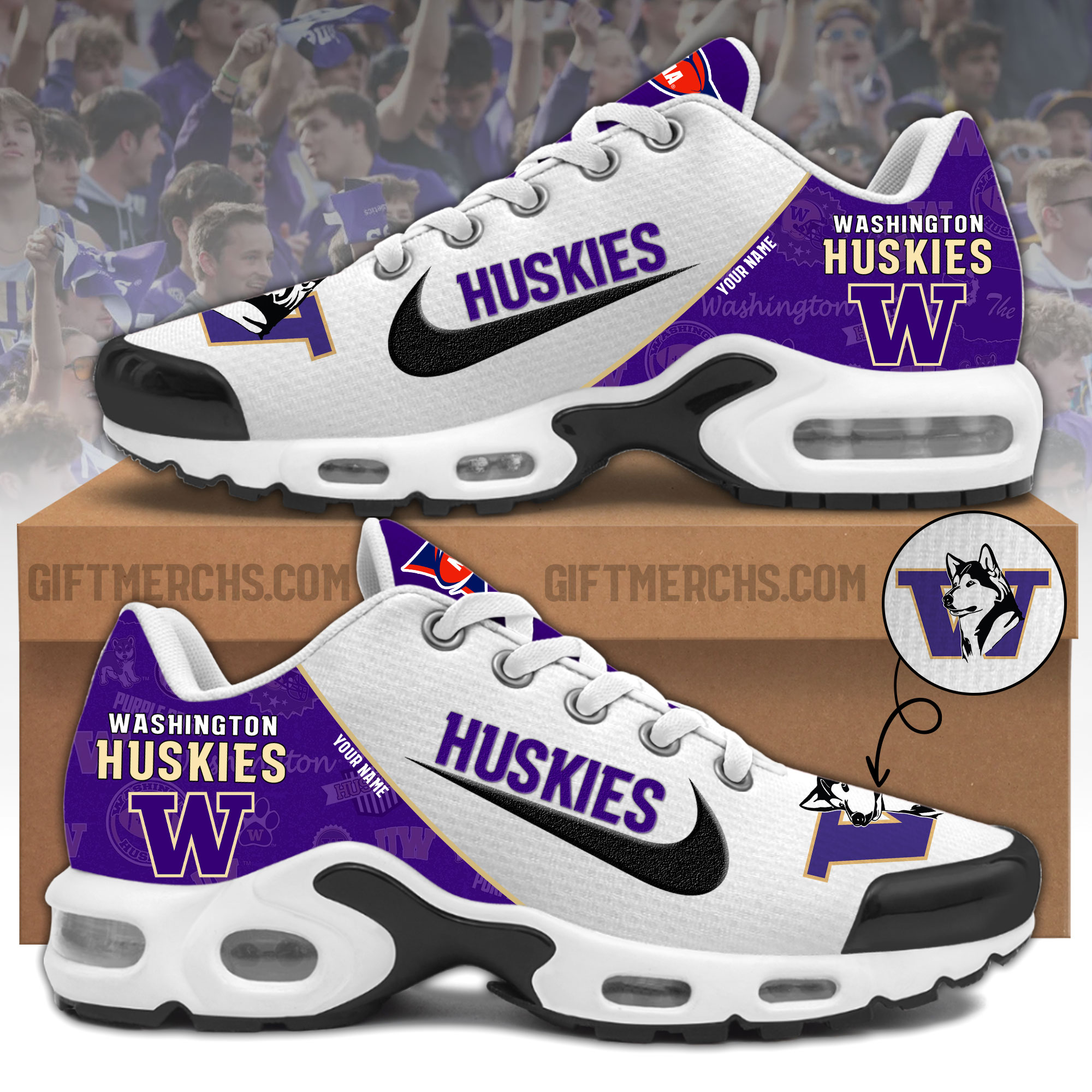 Washington Huskies Personalized Shoes - Famjoys Washington Huskies Personalized Shoes - Famjoys