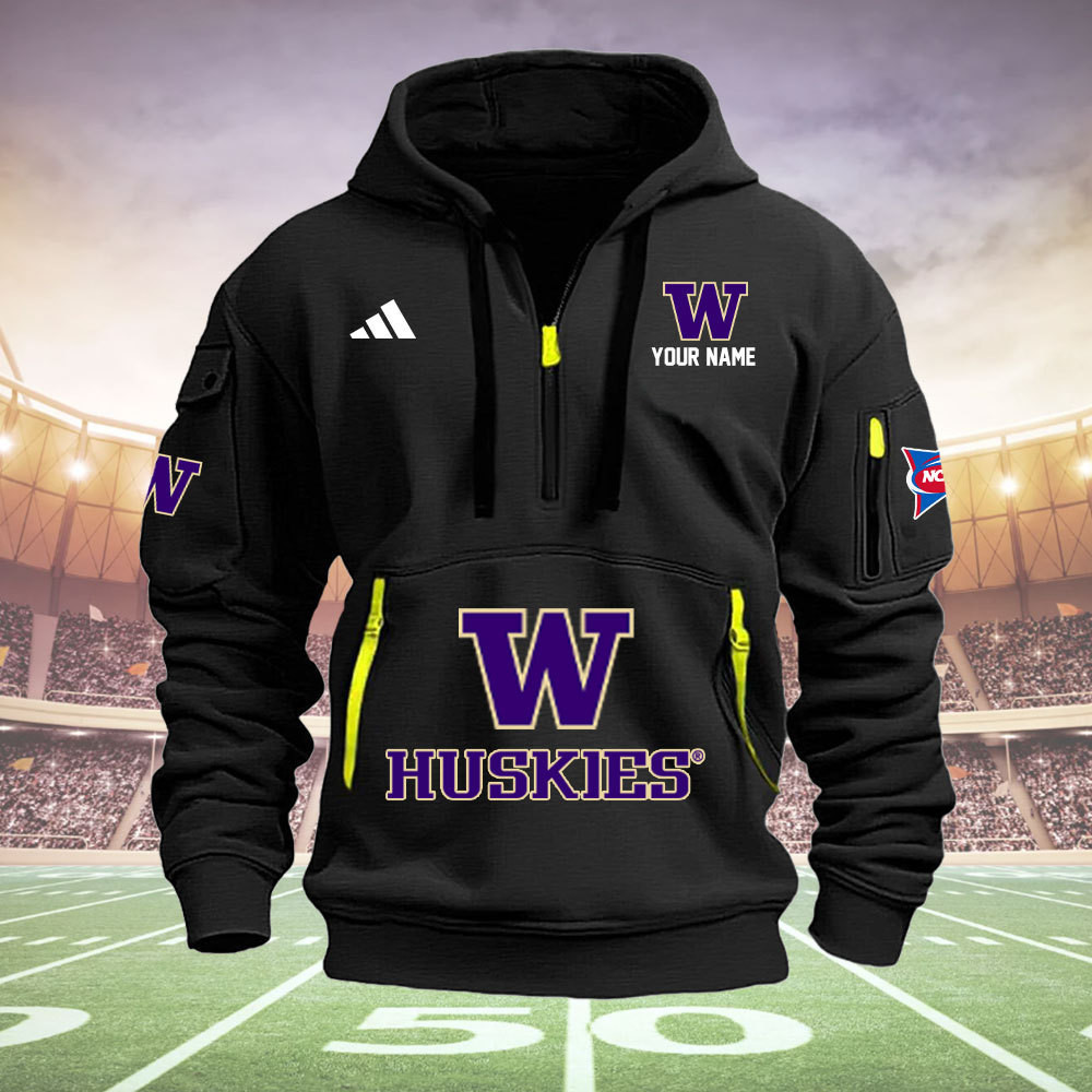 Washington Huskies Quarter Zip Hoodie - Famjoys Washington Huskies Quarter Zip Hoodie - Famjoys