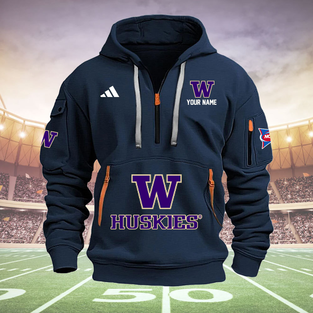 Washington Huskies Quarter Zip Hoodie - Famjoys Washington Huskies Quarter Zip Hoodie - Famjoys