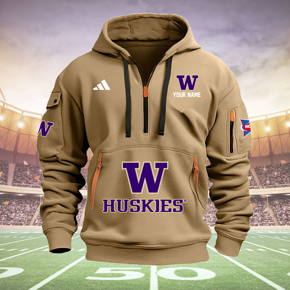 Washington Huskies Quarter Zip Hoodie - Famjoys Washington Huskies Quarter Zip Hoodie - Famjoys