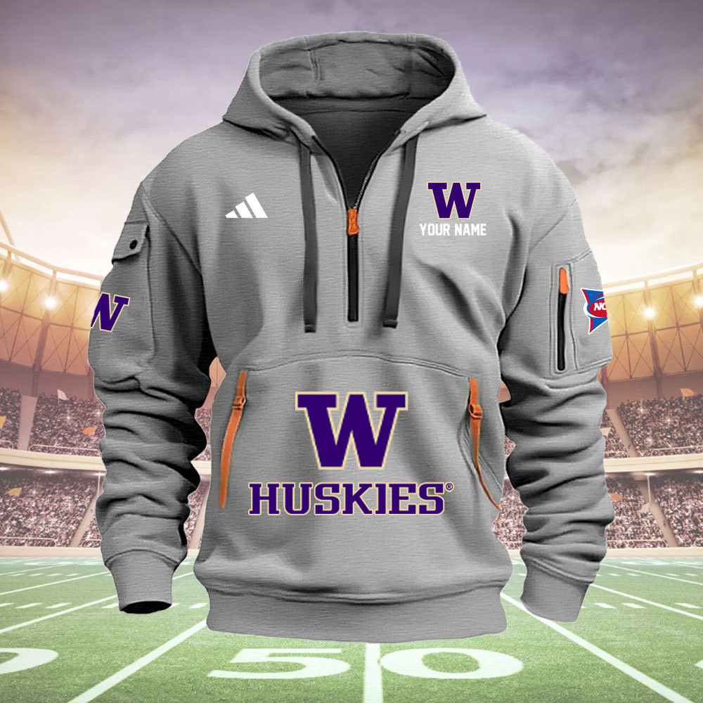 Washington Huskies Quarter Zip Hoodie - Famjoys Washington Huskies Quarter Zip Hoodie - Famjoys