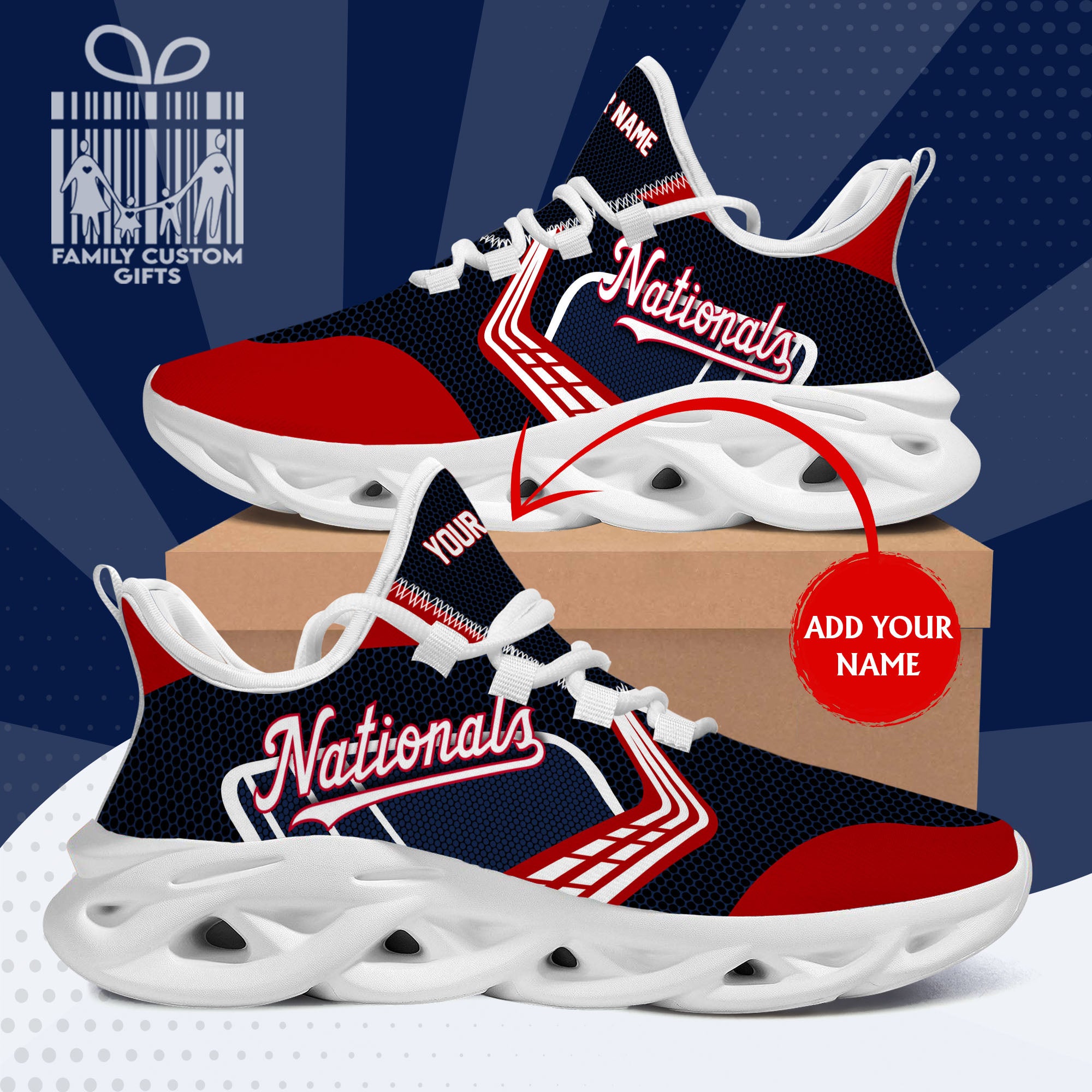 Washington Nationals Custom Baseball Personalized Max Soul Sneakers Running Sport Shoes