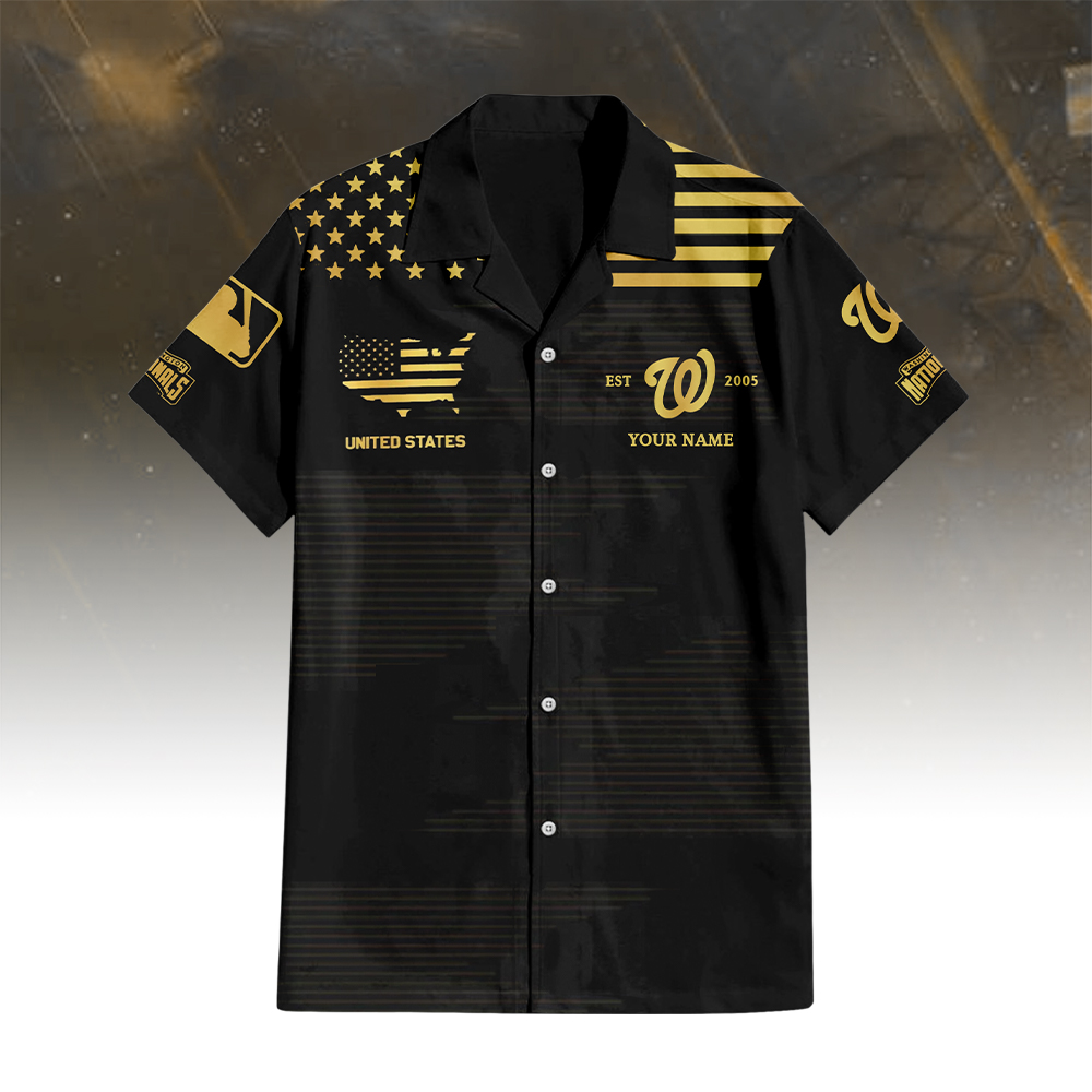 Washington Nationals Golden Hawaiian Shirt - Famjoys Washington Nationals Golden Hawaiian Shirt - Famjoys