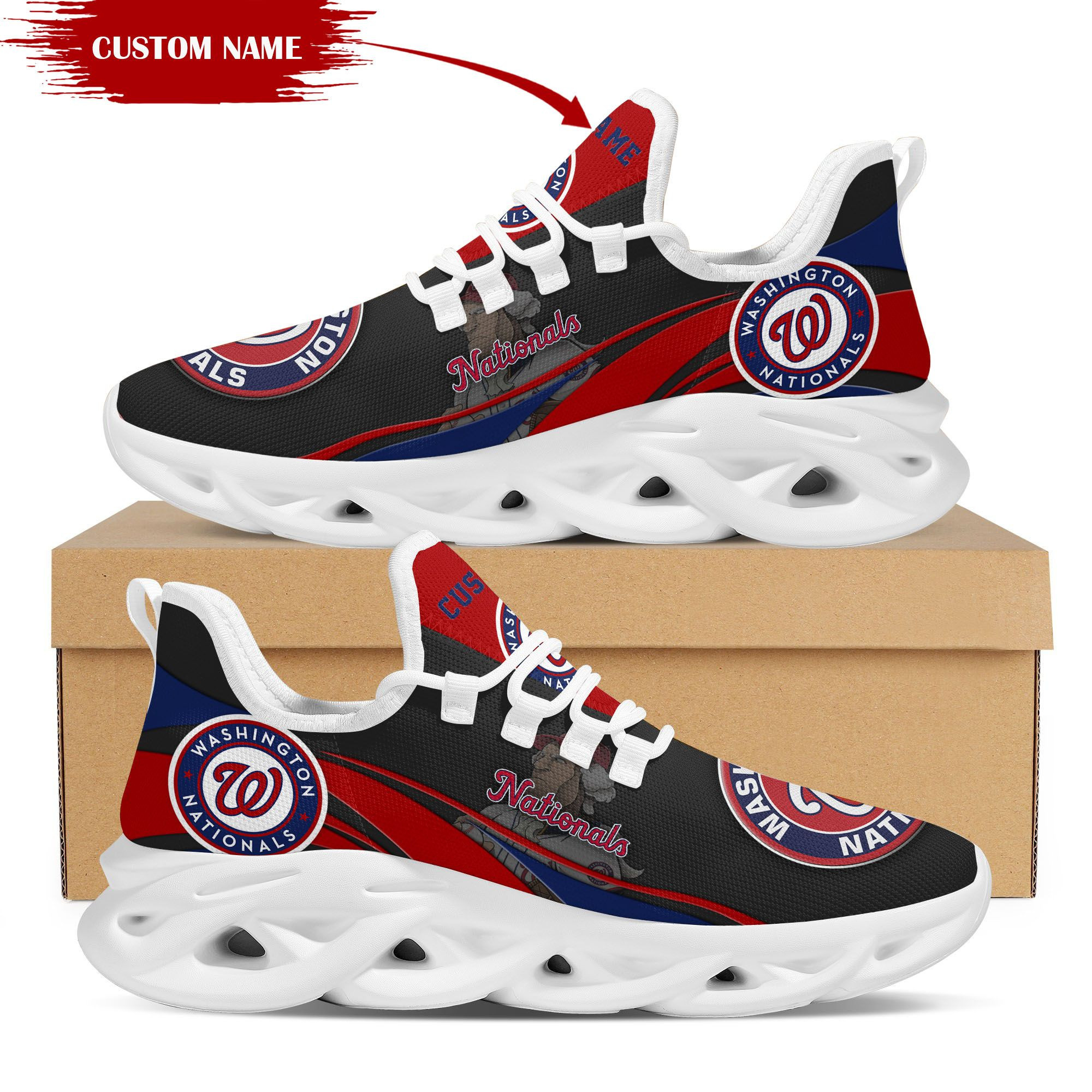 Washington Nationals Mascot Custom Name Personalized Max Soul Sneakers - Famjoys Washington Nationals Mascot Custom Name Personalized Max Soul Sneakers - Famjoys