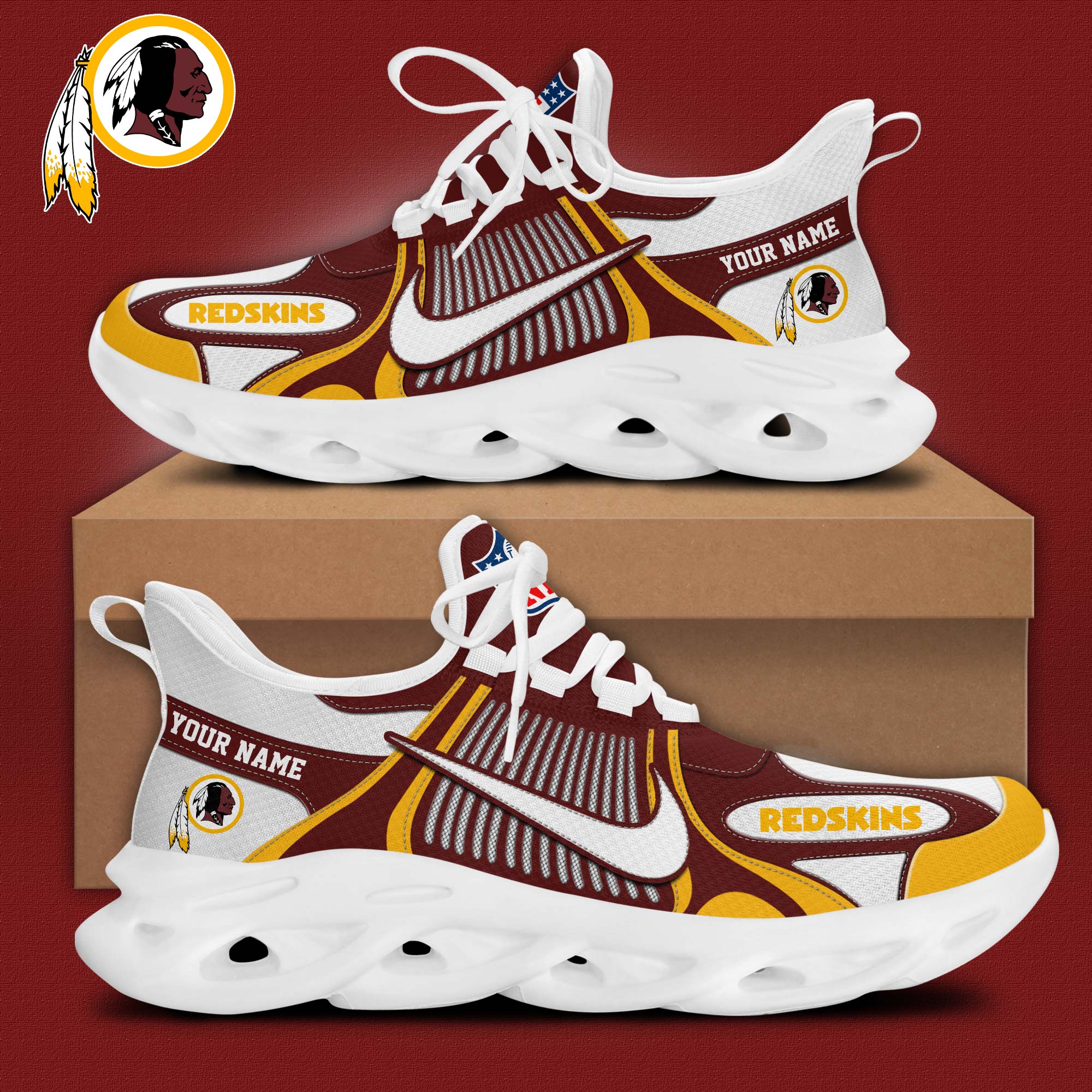 Washington Redskin Personalized Shoes - Famjoys Washington Redskin Personalized Shoes - Famjoys