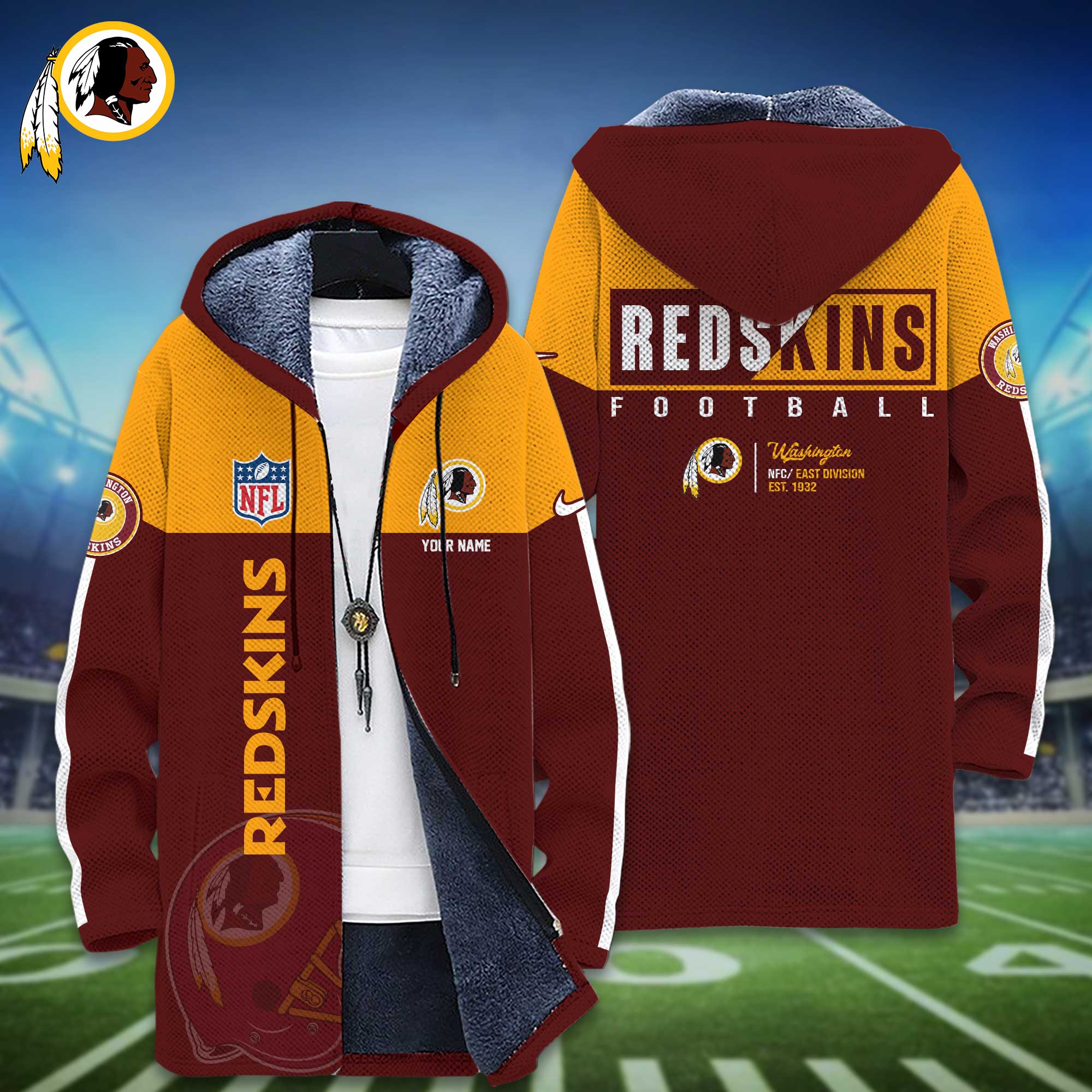 Washington Redskins Fleece Wind Jacket - Famjoys Washington Redskins Fleece Wind Jacket - Famjoys