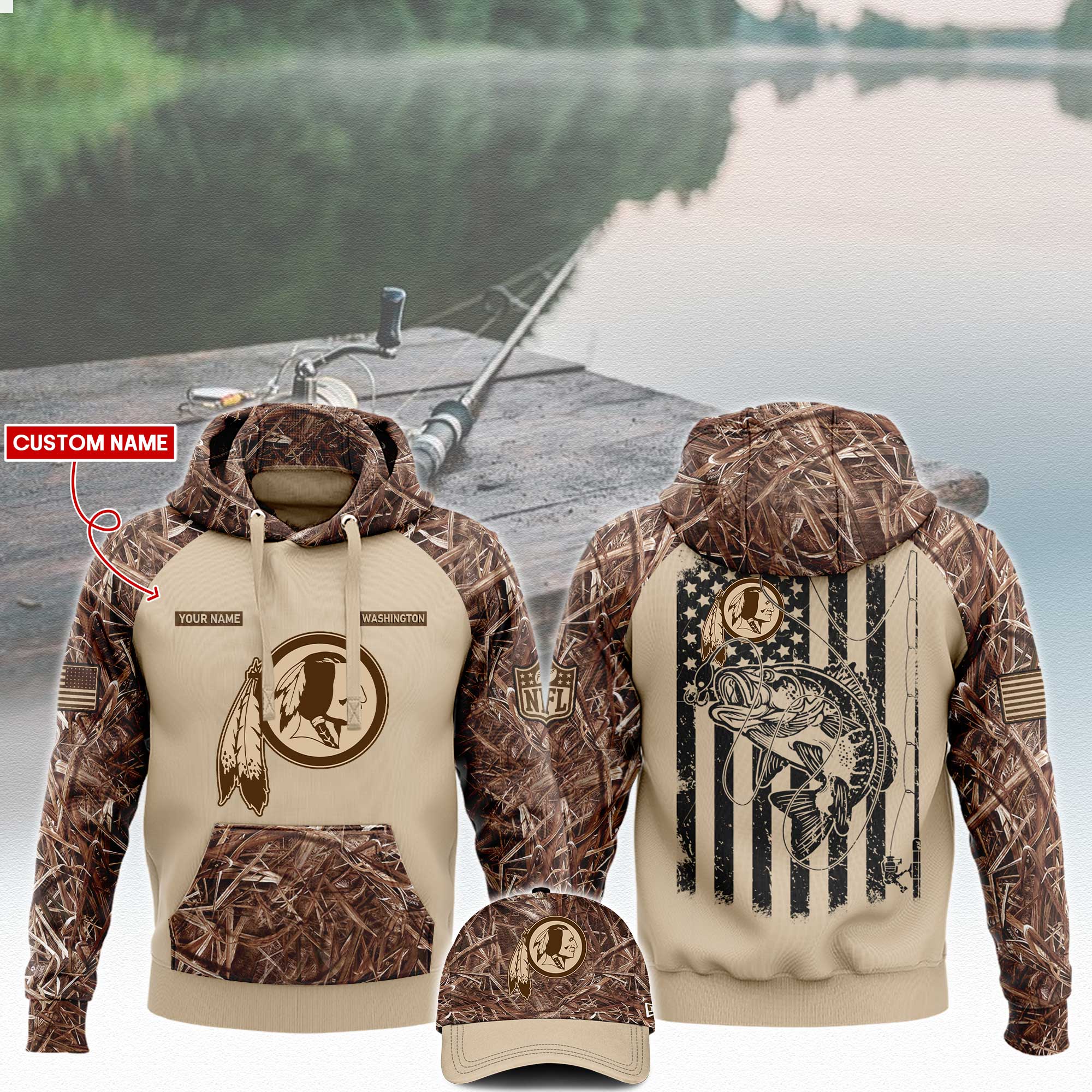 Washington Redskins x Fishing Hoodie V3 - Famjoys Washington Redskins x Fishing Hoodie V3 - Famjoys