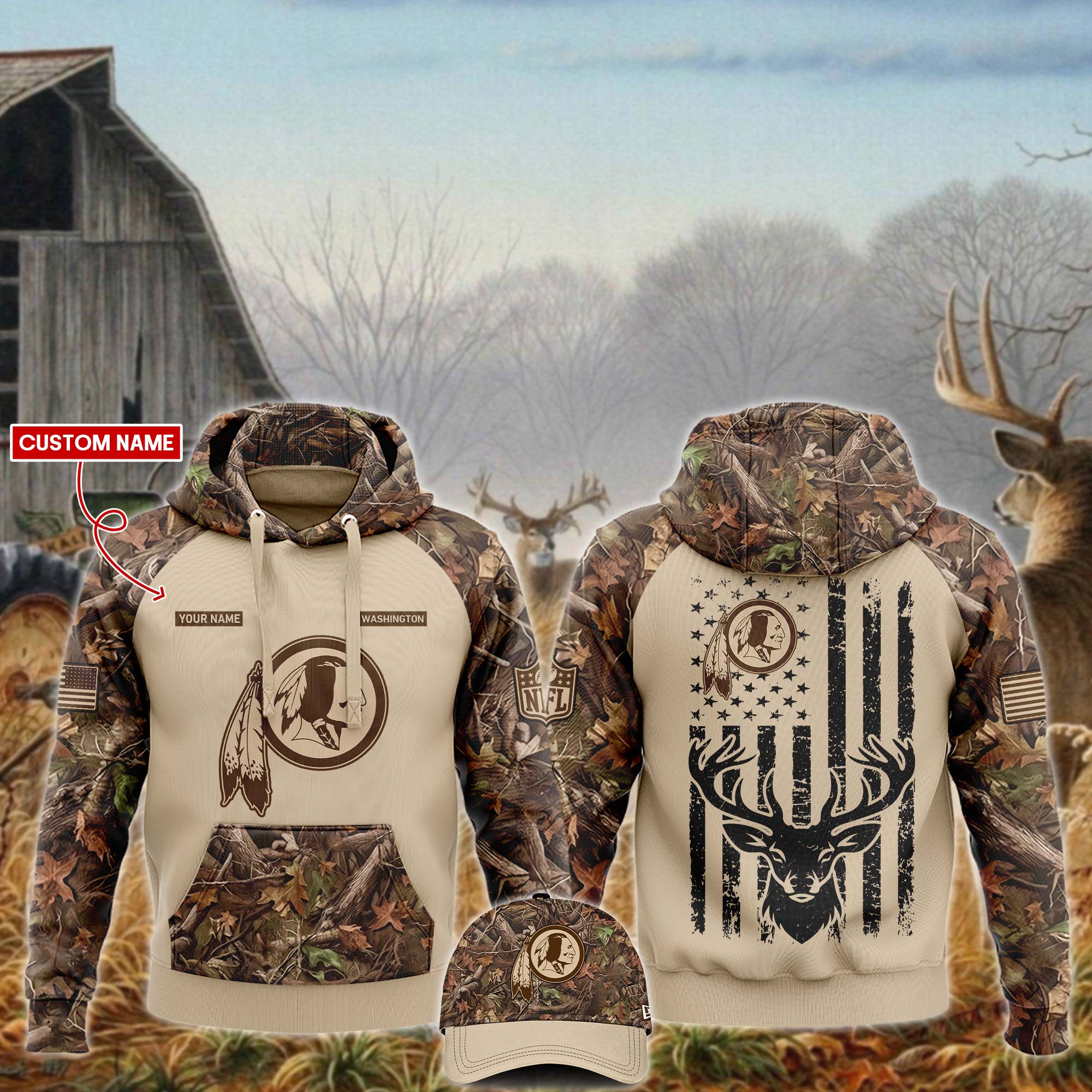 Washington Redskins x Hunting Hoodie - Famjoys Washington Redskins x Hunting Hoodie - Famjoys