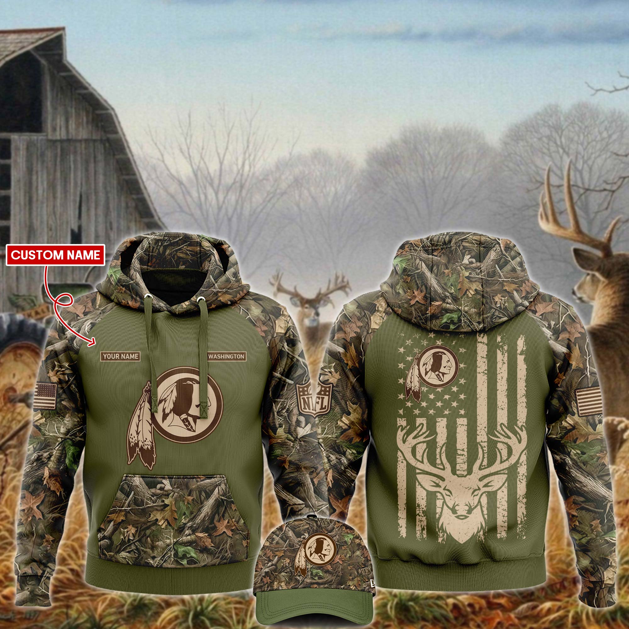 Washington Redskins x Hunting Hoodie - Famjoys Washington Redskins x Hunting Hoodie - Famjoys