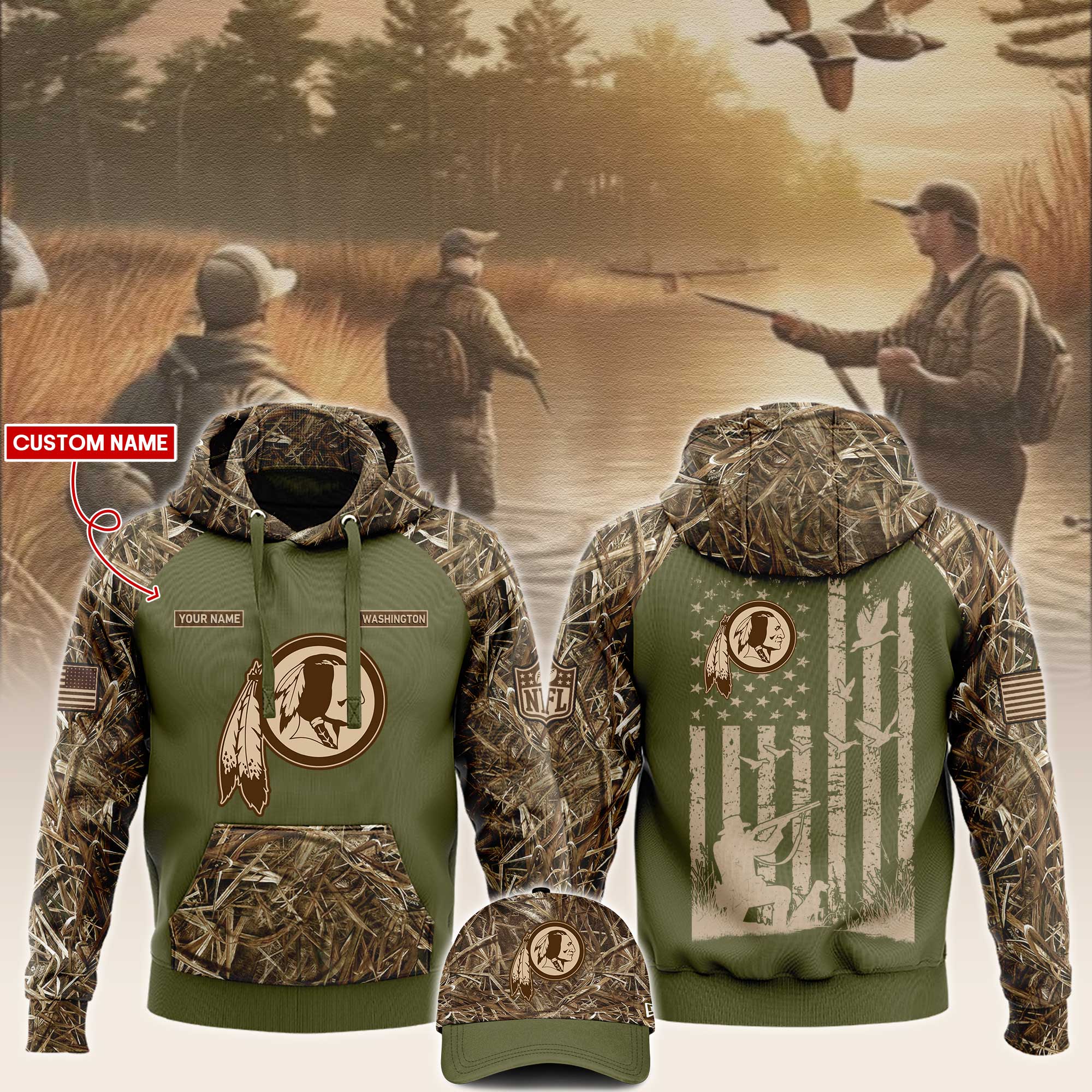 Washington Redskins x Hunting Hoodie V2 - Famjoys Washington Redskins x Hunting Hoodie V2 - Famjoys