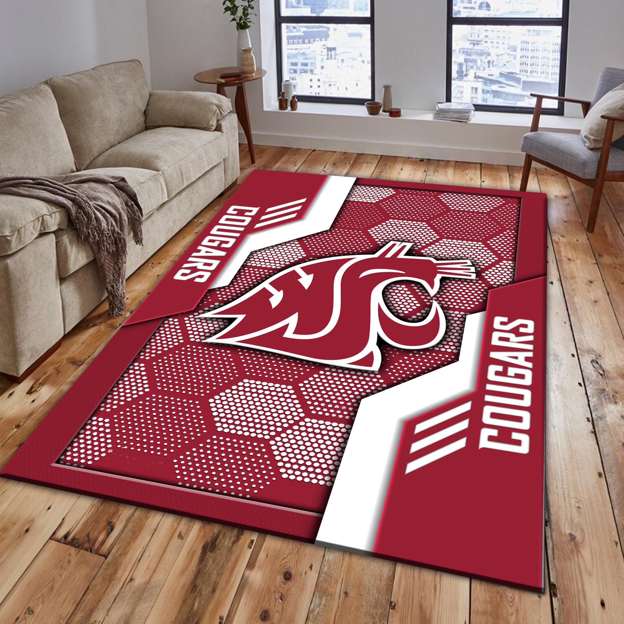 Washington State Cougars Area Rugs 3814 - Famjoys Washington State Cougars Area Rugs 3814 - Famjoys