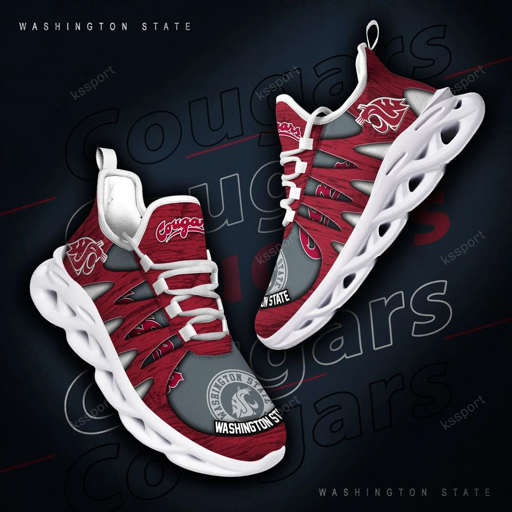 Washington State Cougars Max Soul Shoes, Running Sneakers - Famjoys Washington State Cougars Max Soul Shoes, Running Sneakers - Famjoys